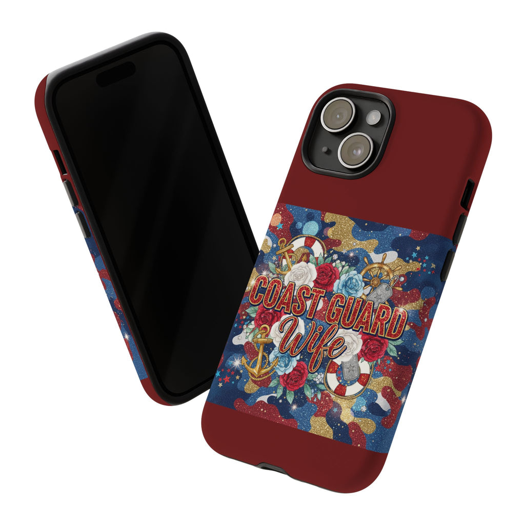 Coast Guard Wife Tough Phone Case — Patriotic Anchor & Lifebuoy Design