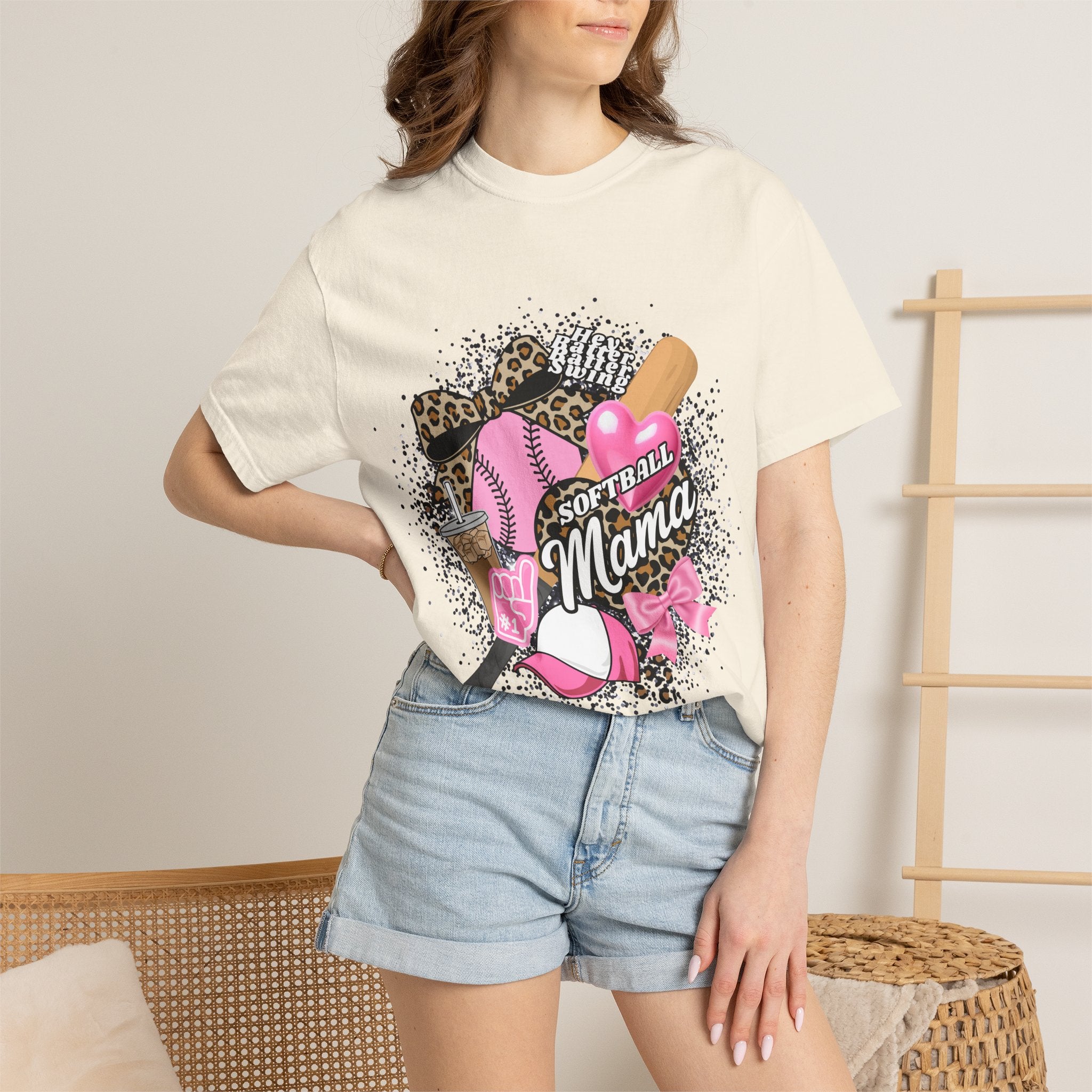 Softball Mama T-Shirt — Pink Bat & Ball Graphic for Proud Softball Moms