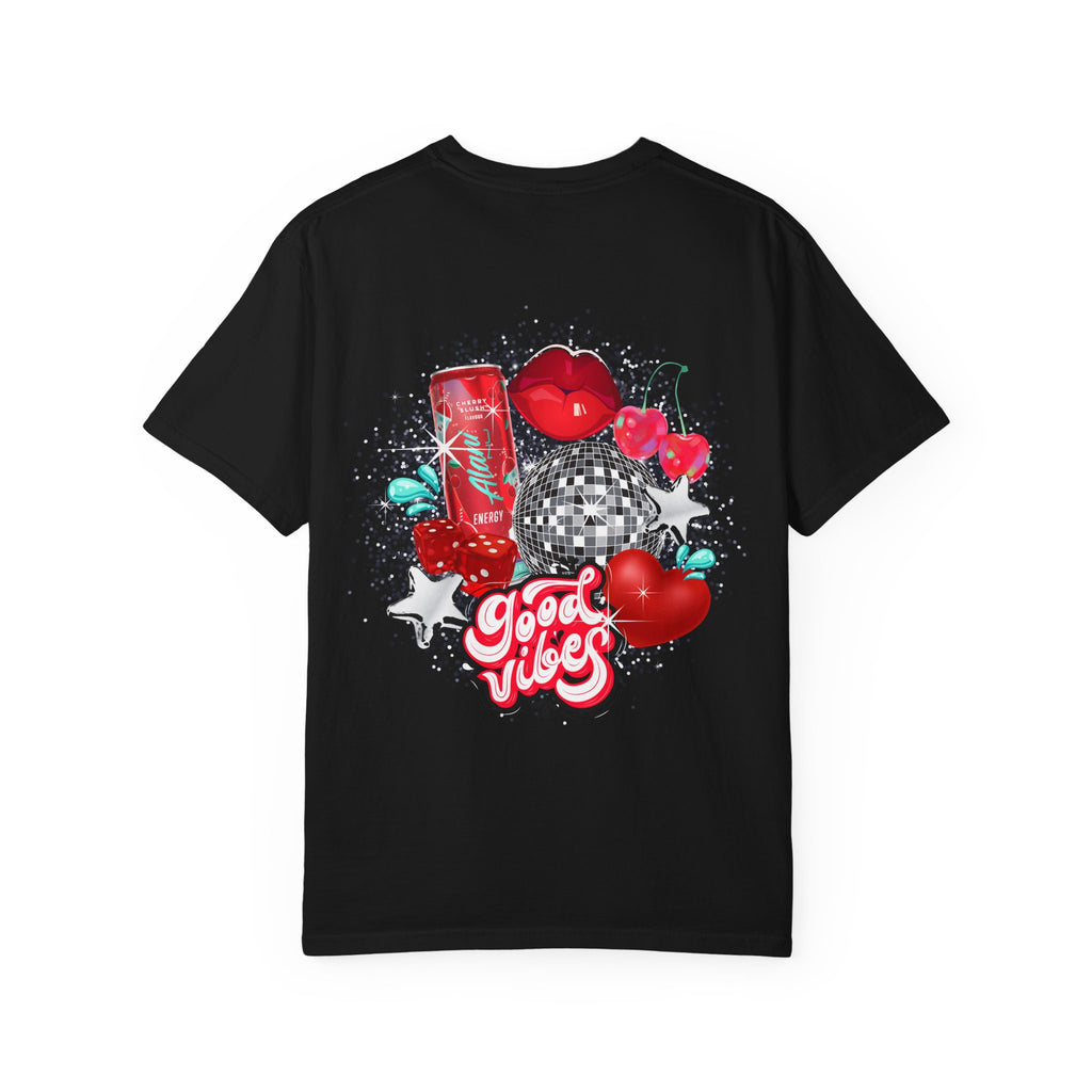 Graphic T-Shirt — 'Good Vibes' Retro Soda & Hearts Tee