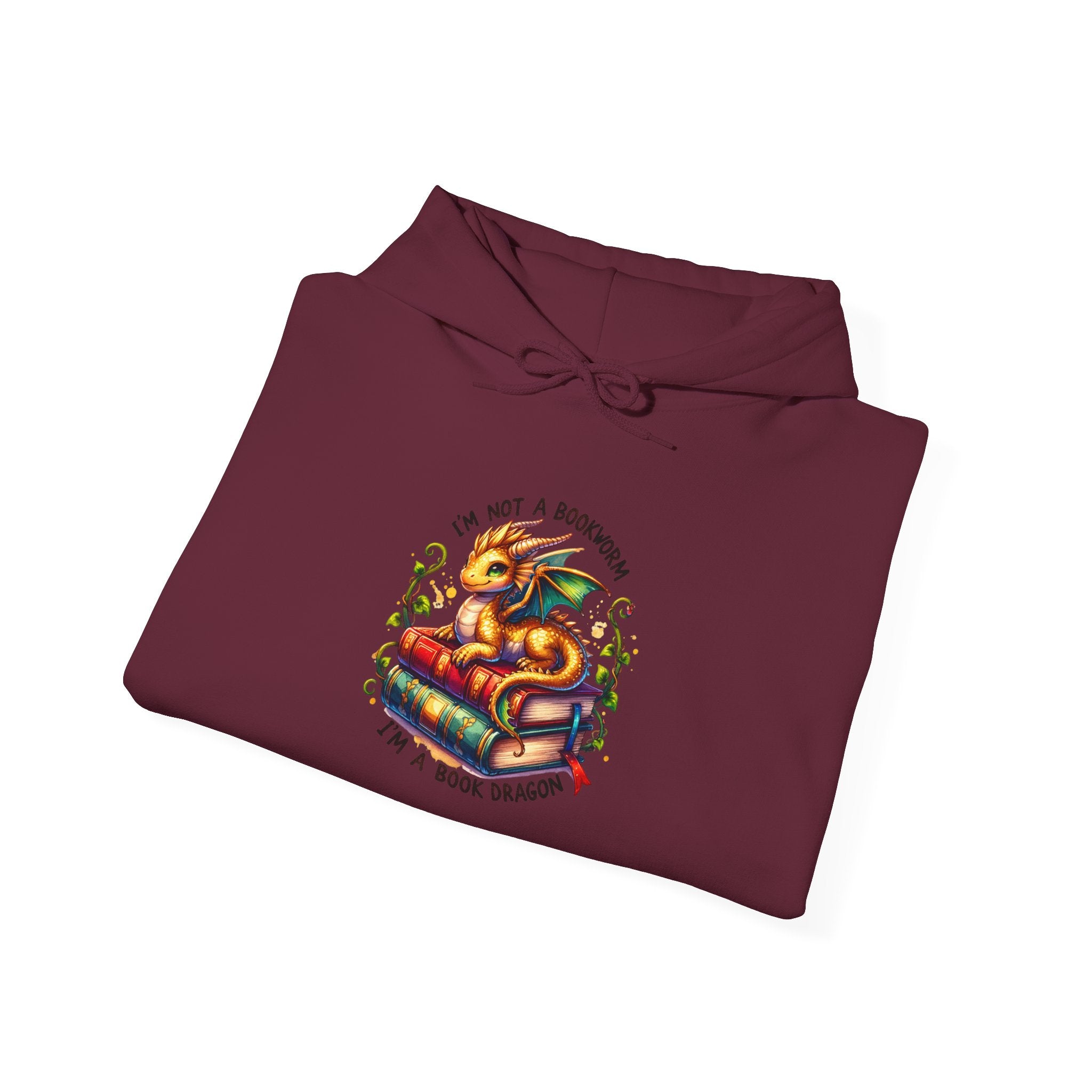 Hoodie — 'I'm Not A Dragon' Cute Snake-on-Book Graphic Pullover