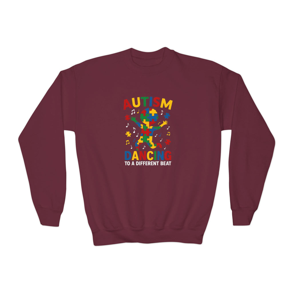 Autism Dancing Crewneck Sweatshirt – "Dancing to a Different Beat" Youth