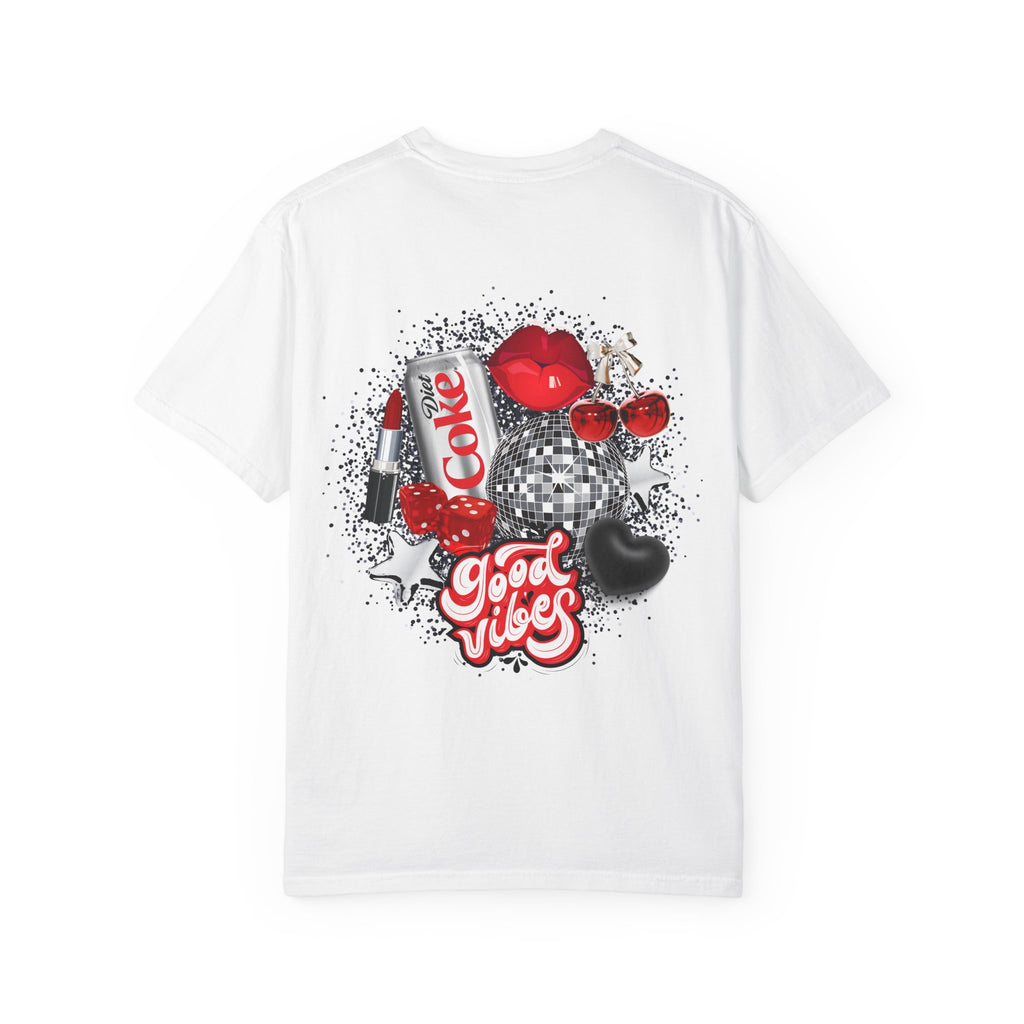 Cherry Graphic T-Shirt — Retro "Good Vibes" Back Print