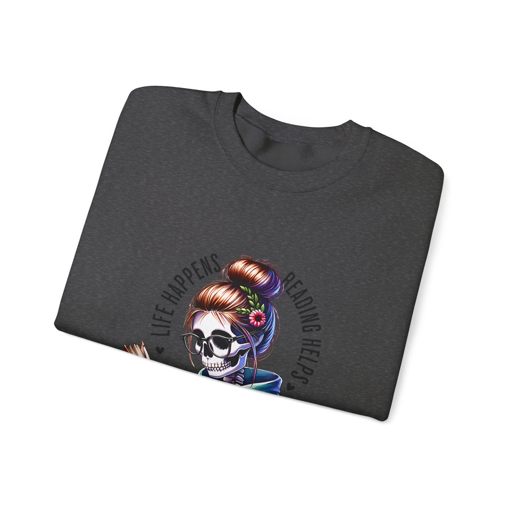 Reading Heals Sweatshirt — Skull Booklover Crewneck