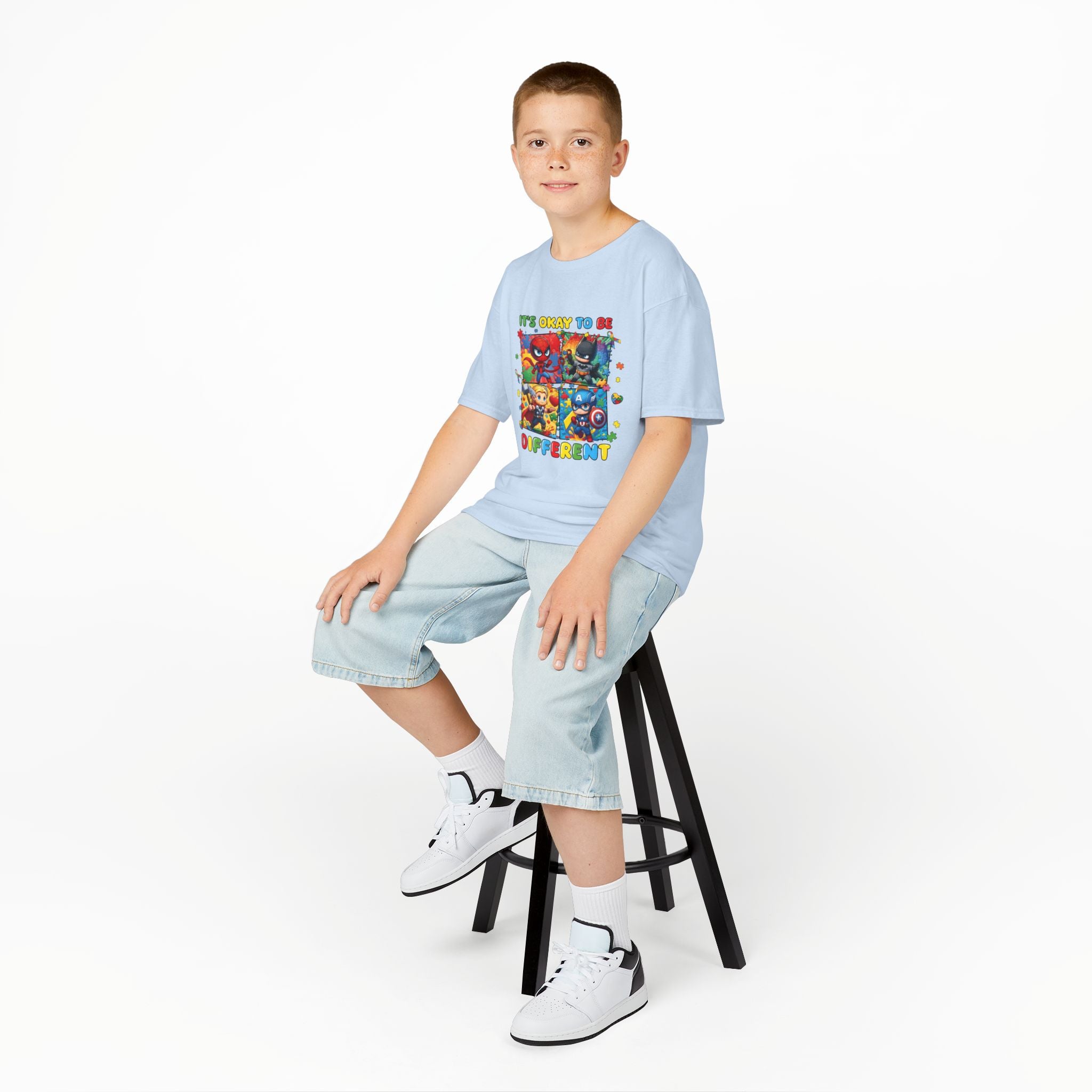 Kids 'It's Okay to Be Different' Graphic Tee — Colorful Inclusive Cartoon Design