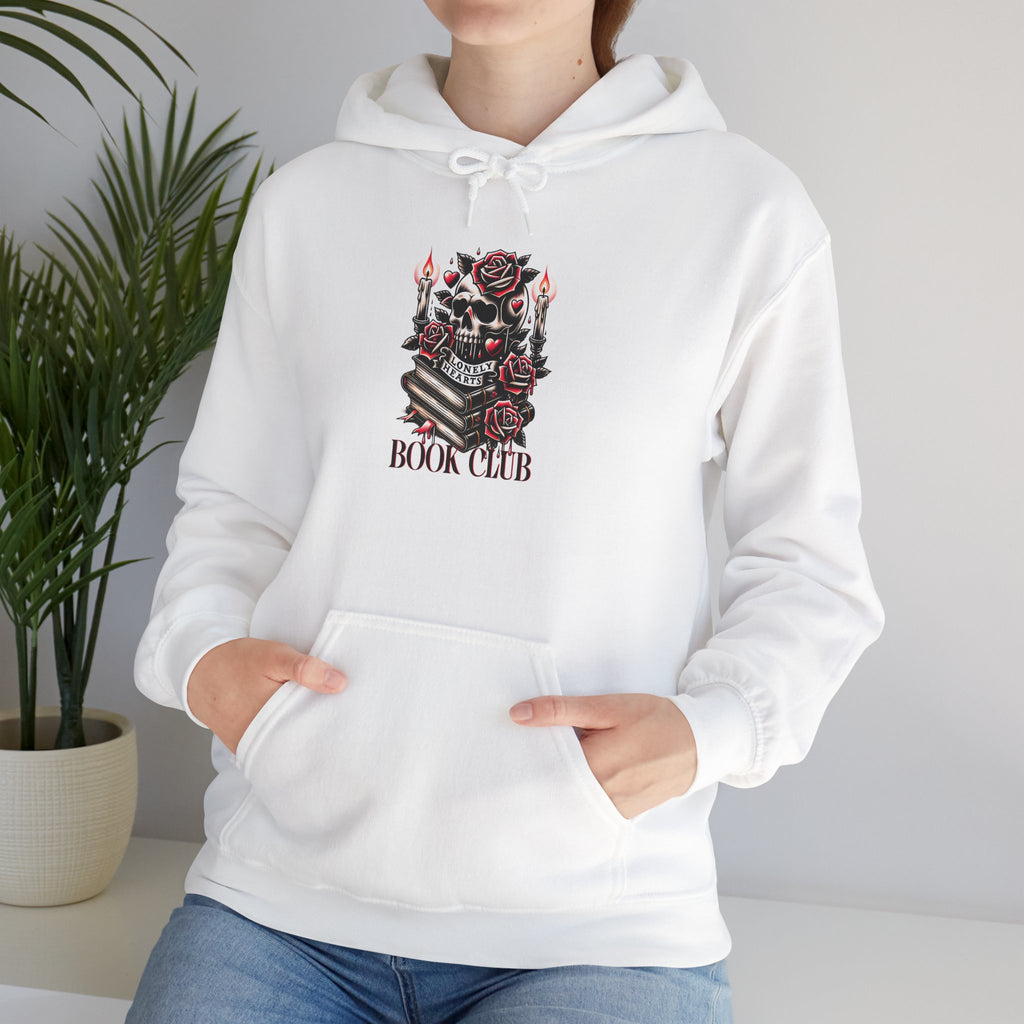 Book Club Hoodie — Gothic Skull & Rose Reading Crewneck