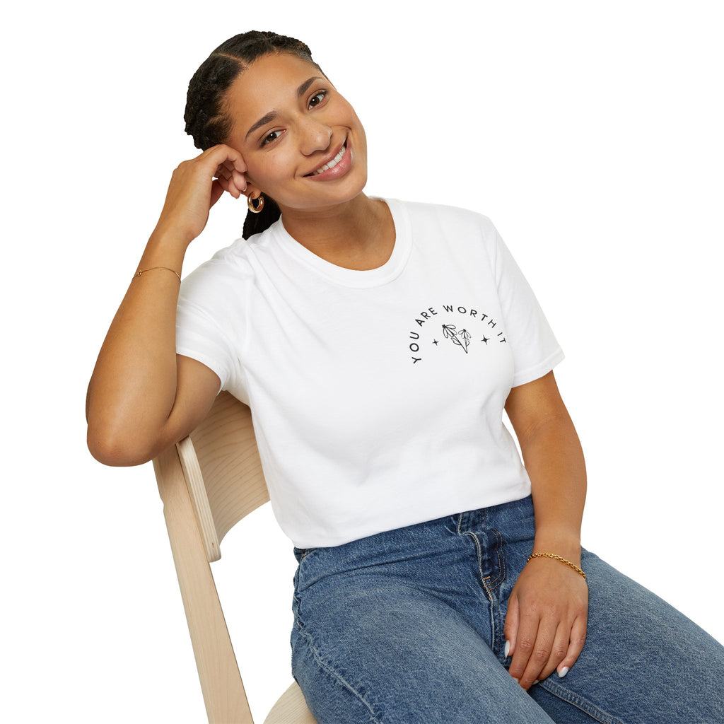 You Are Worth It T-Shirt — Floral Jar Self-Love Tee