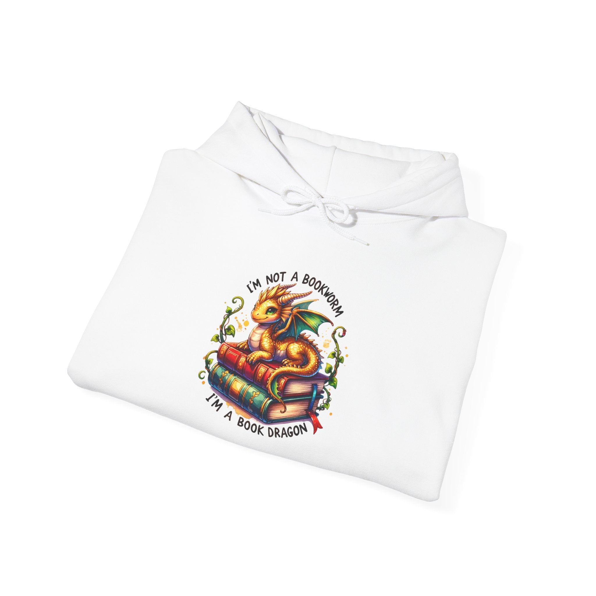 Hoodie — 'I'm Not A Dragon' Cute Snake-on-Book Graphic Pullover