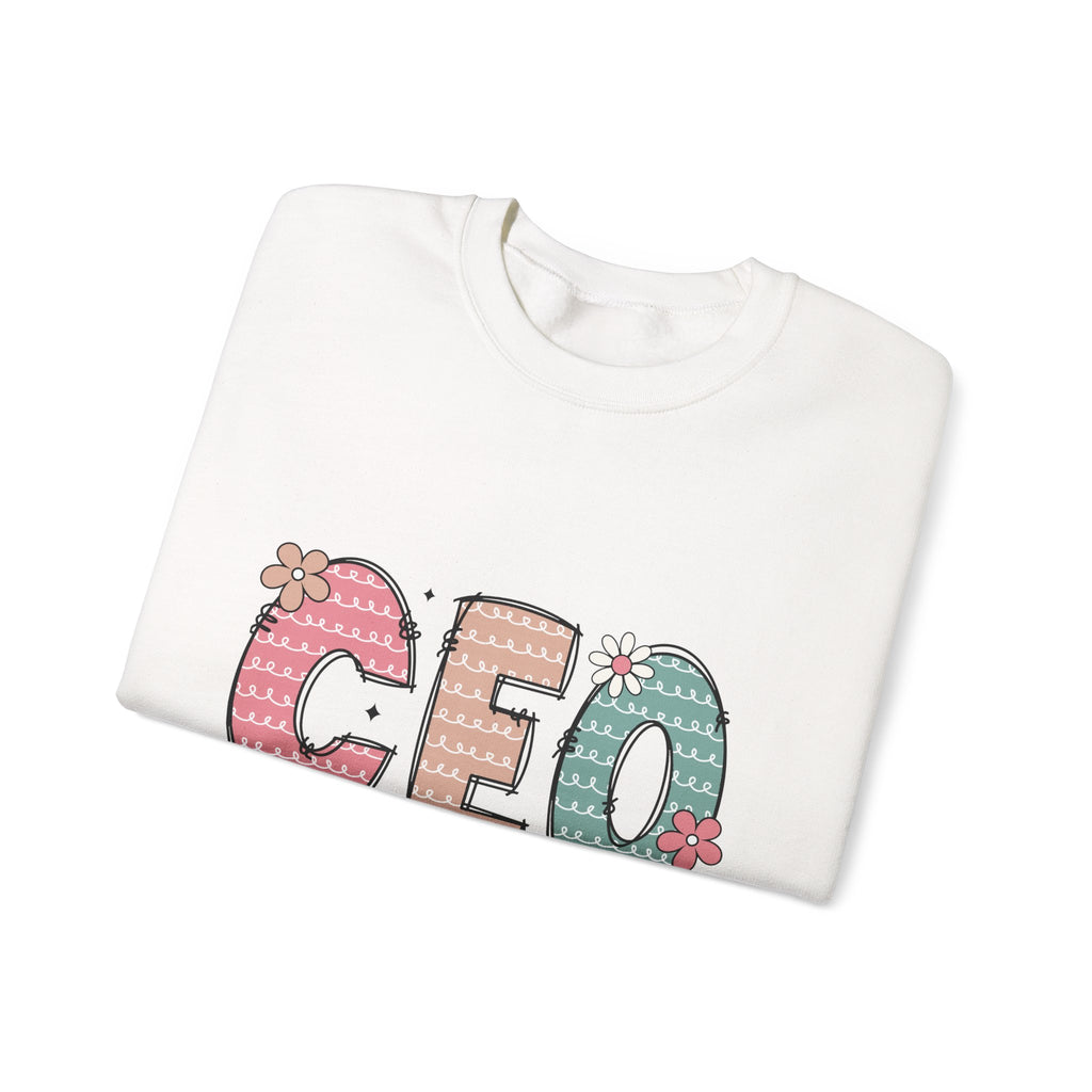 CEO of the House Crewneck Sweatshirt — Cute Floral Mom/Household Manager Pullover