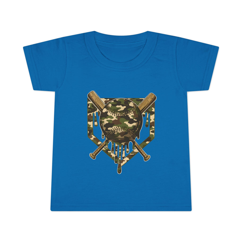 Toddler T-Shirt — Camo Skull & Crossed Bats Graphic