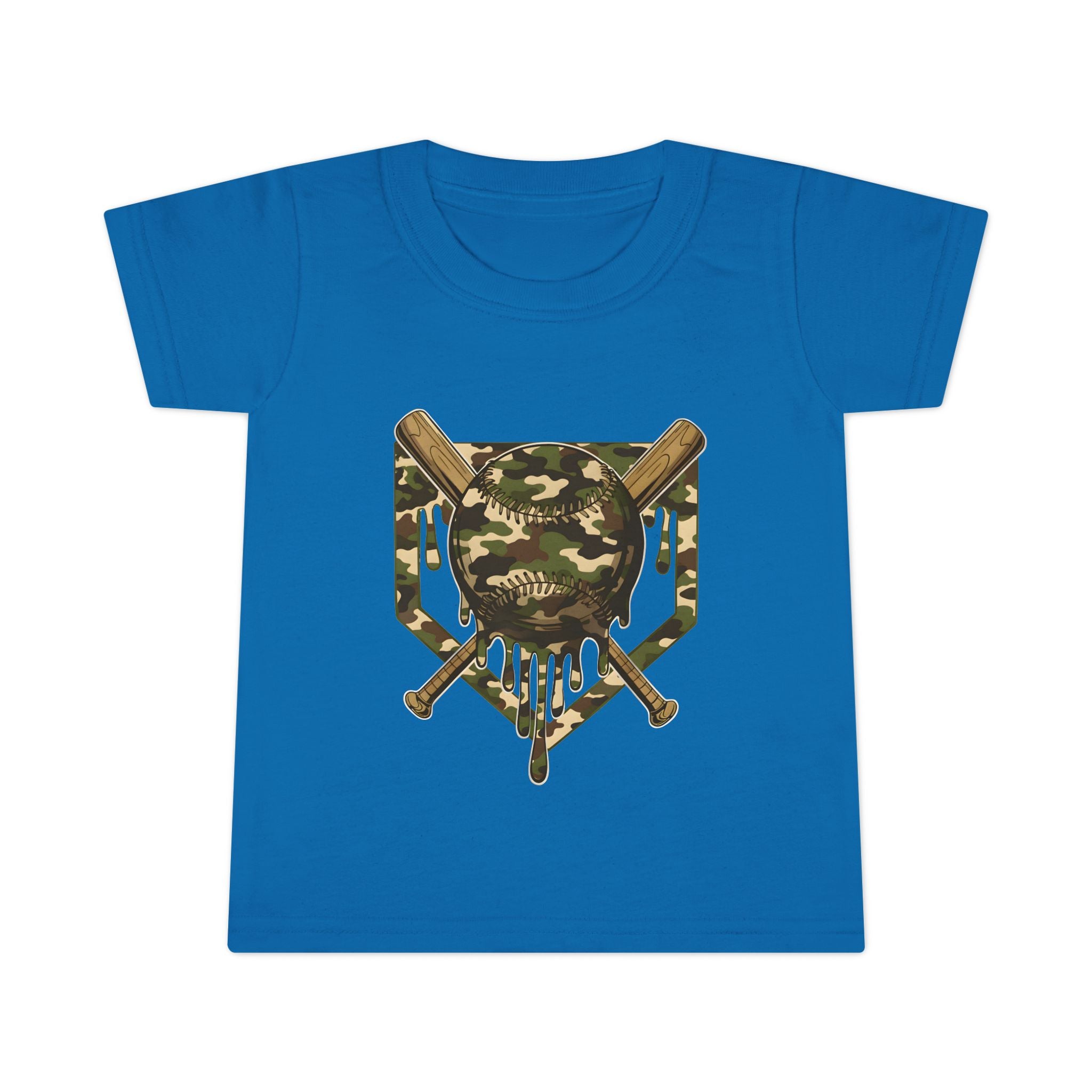 Toddler T-Shirt — Camo Skull & Crossed Bats Graphic