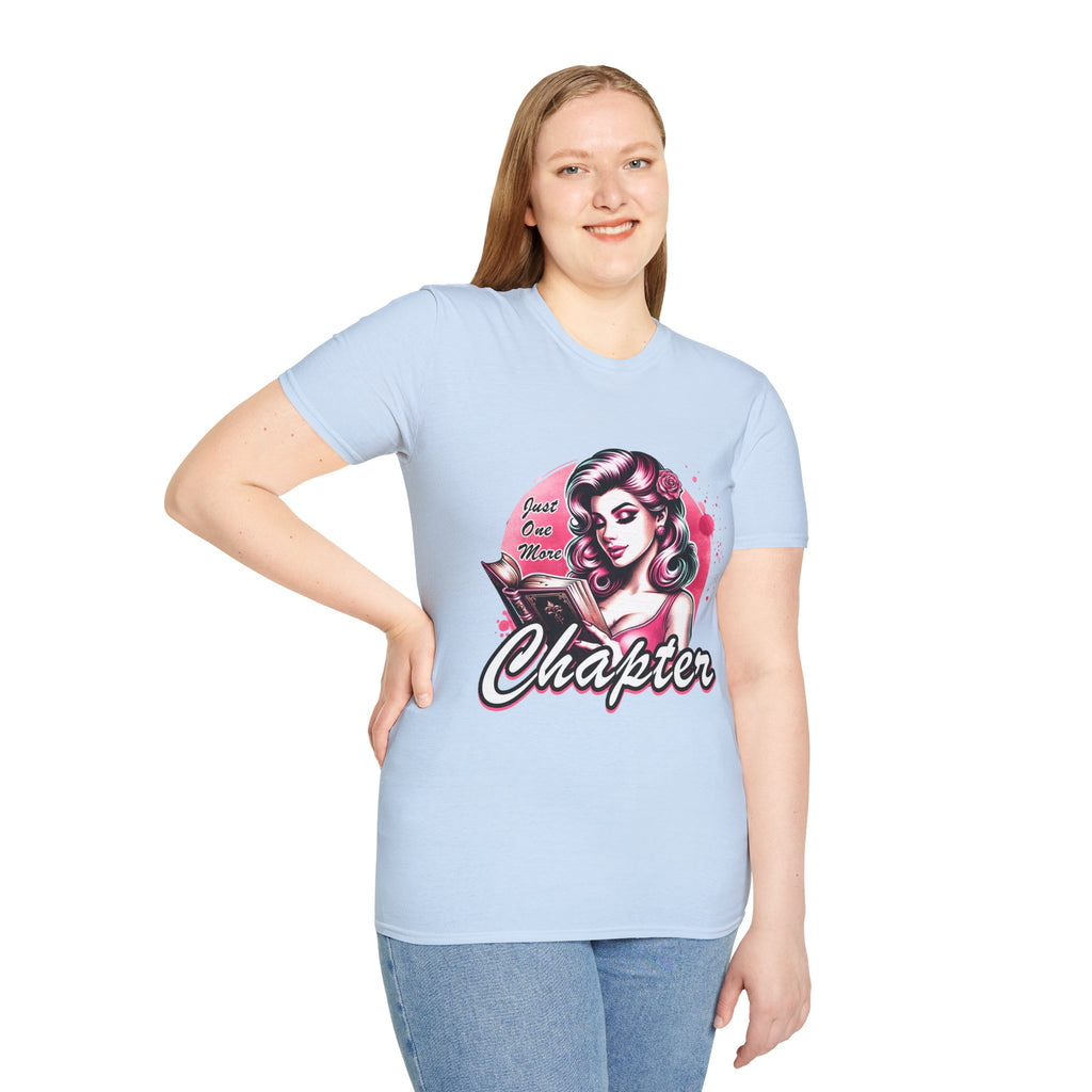Chapter Reading Tee — Retro Pinup Woman 'Just One More Chapter' Book Lover T-Shirt
