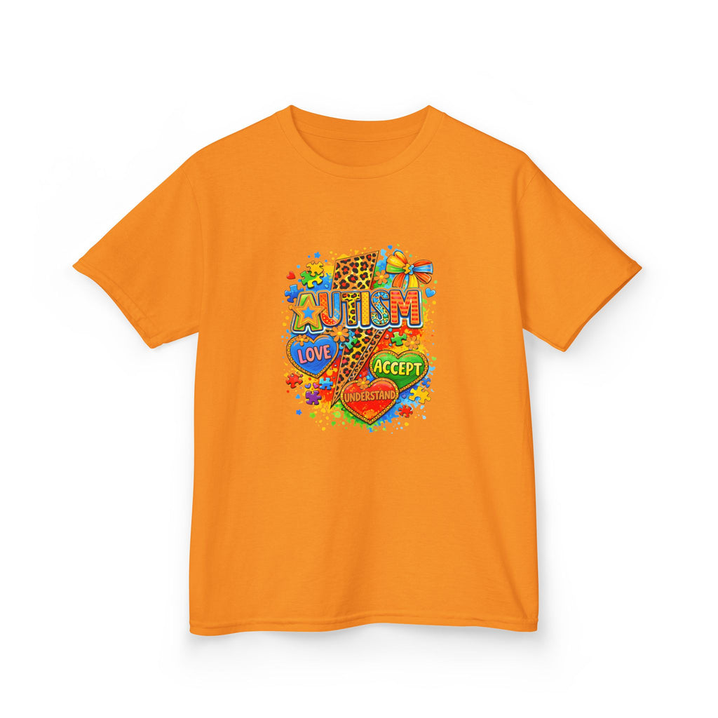 Kids Tee — Colorful Pride & Love Heart Graphic (Love, Accept, Understand)