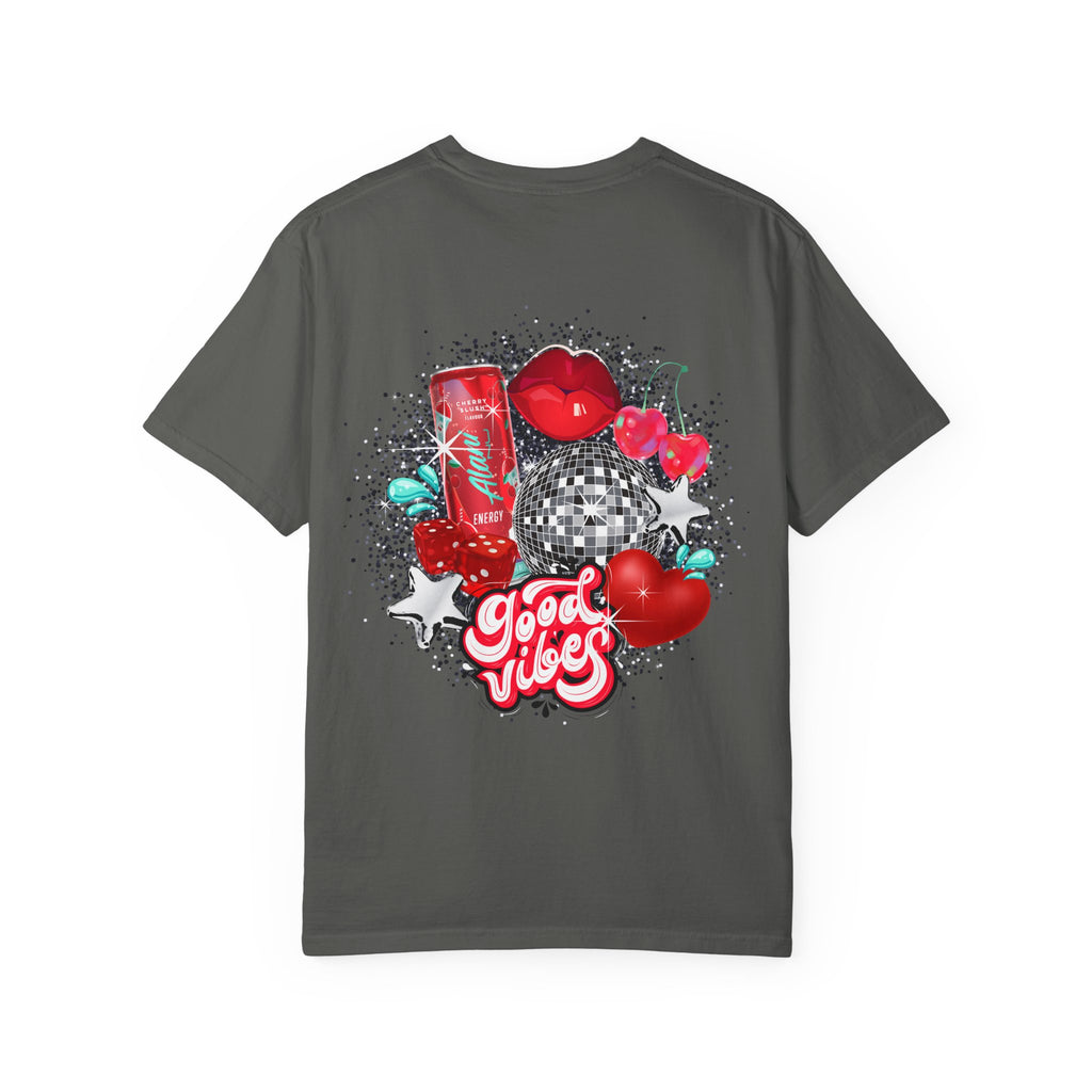Graphic T-Shirt — 'Good Vibes' Retro Soda & Hearts Tee