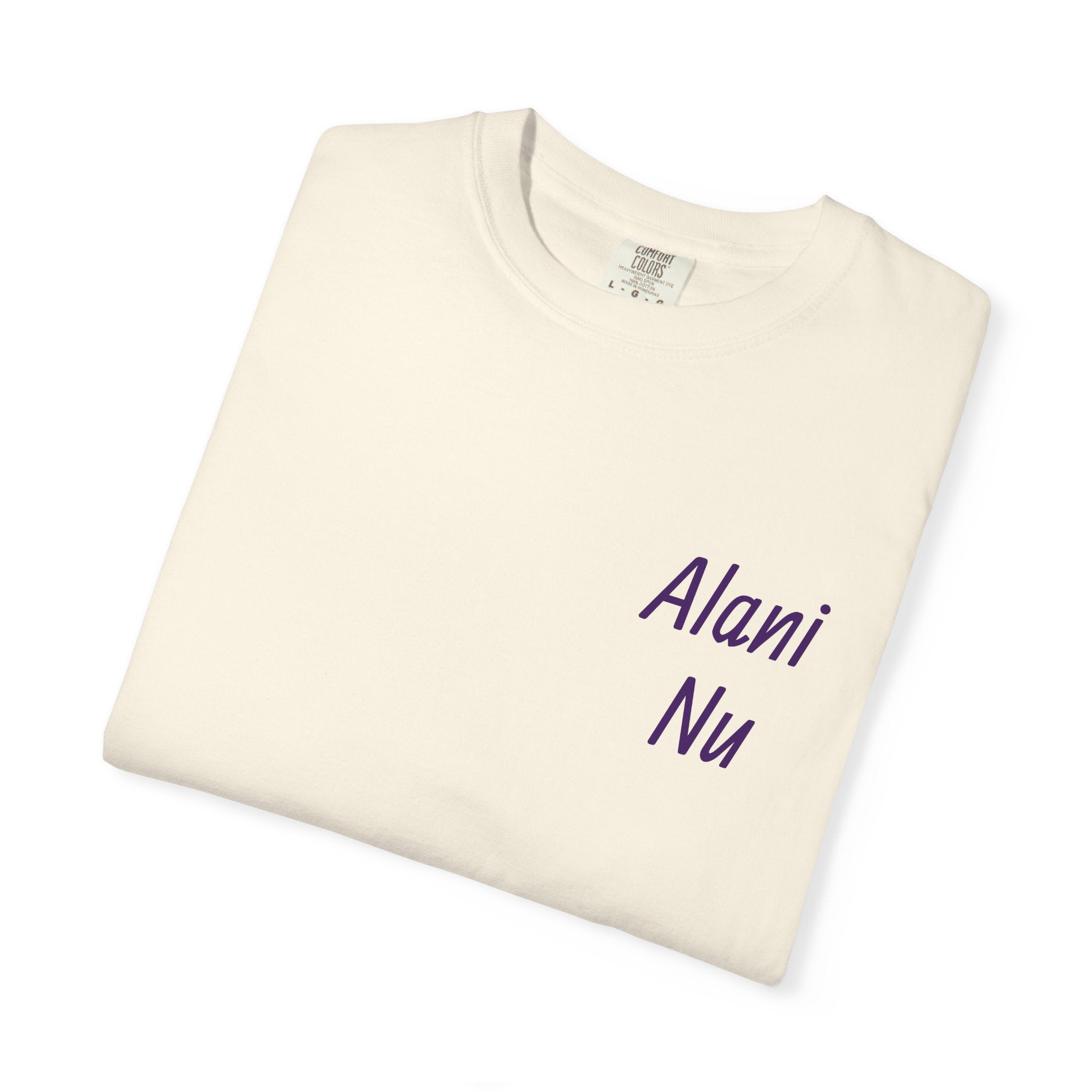 Graphic T-Shirt — 'Alani Nu' Collage Back Print, Retro Floral & Lip Art Tee