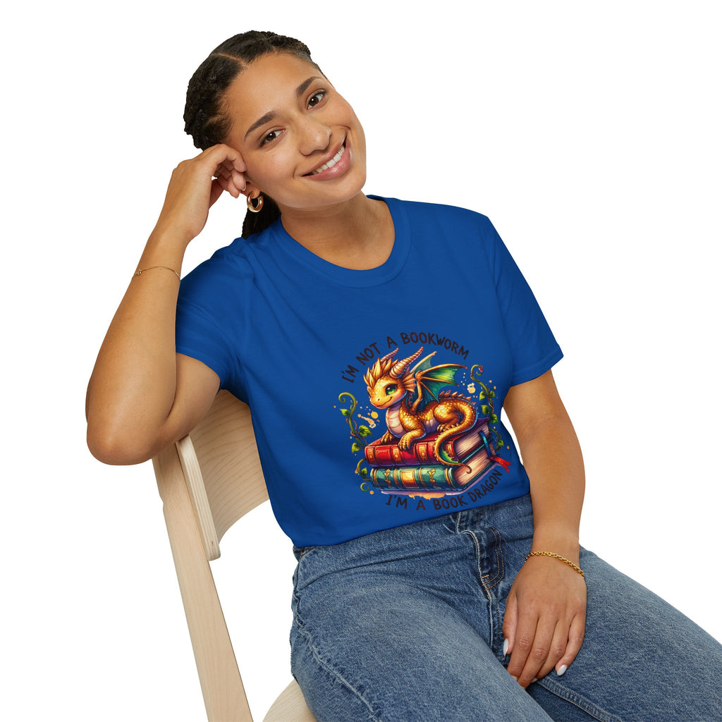 Book Dragon T-Shirt — "I'm Not a Bookworm, I'm a Book Dragon" Reading Tee