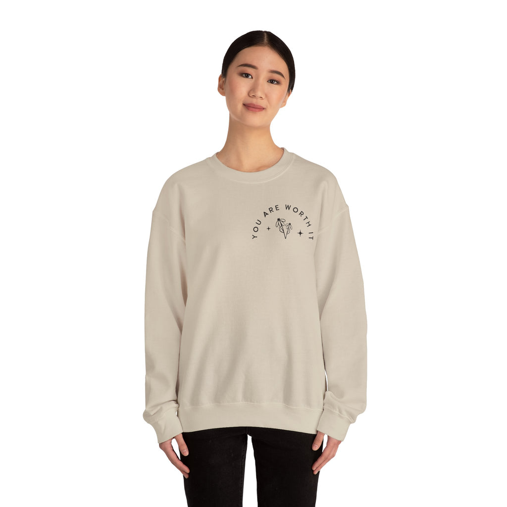 You Are Worth It Sweatshirt — Floral Motivational Crewneck
