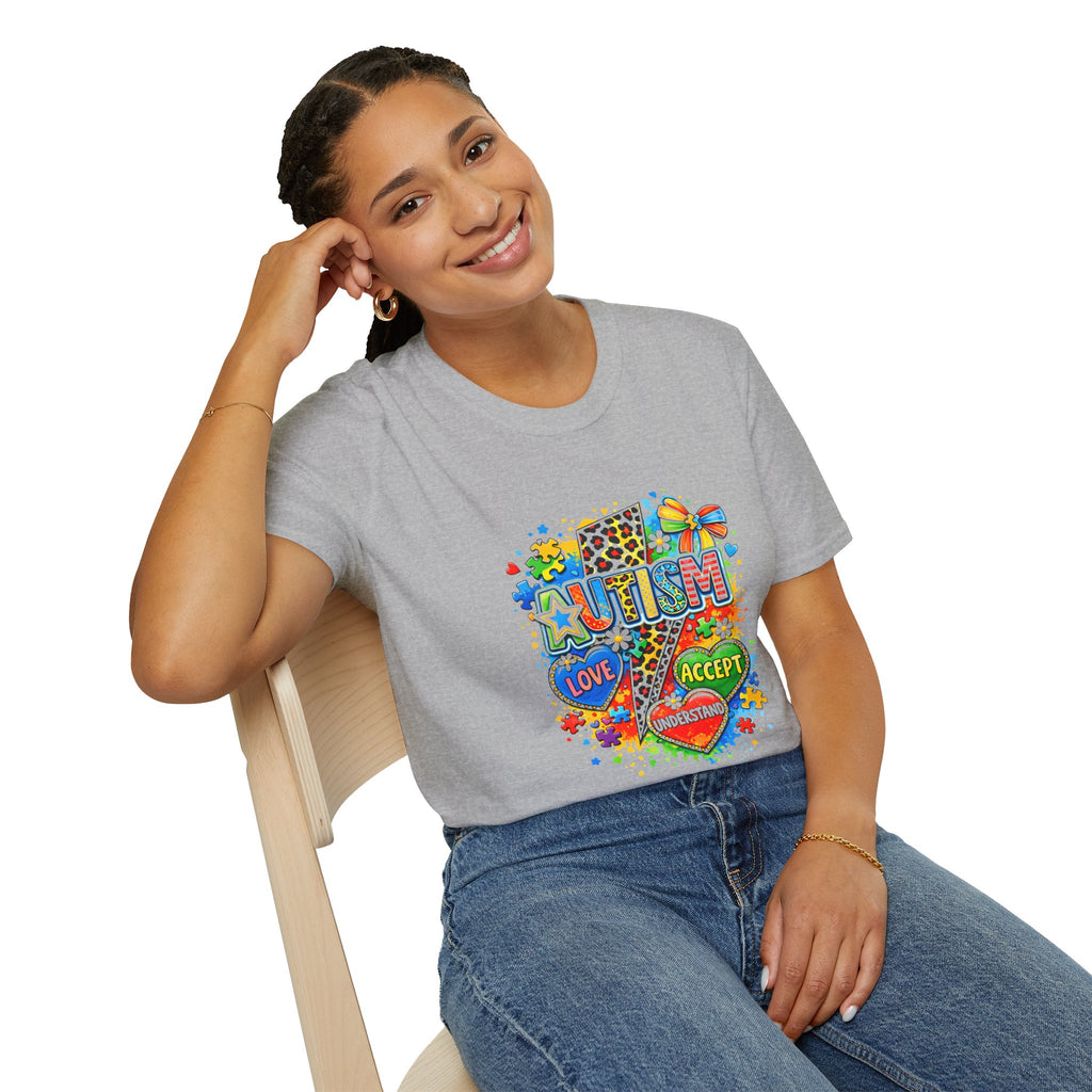Autism Awareness T-Shirt – Love • Accept • Understand Colorful Puzzle Heart Design