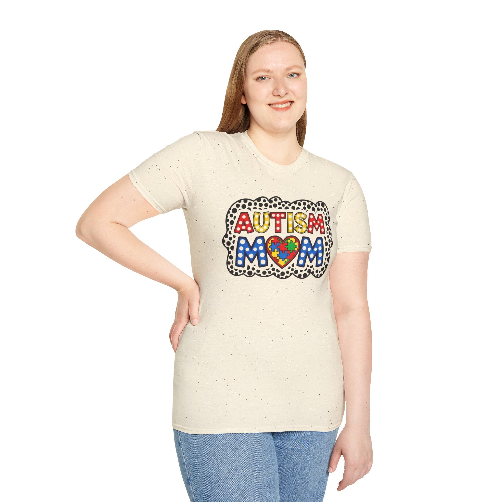 Autism Mom T-Shirt — Colorful Puzzle Heart Support Tee