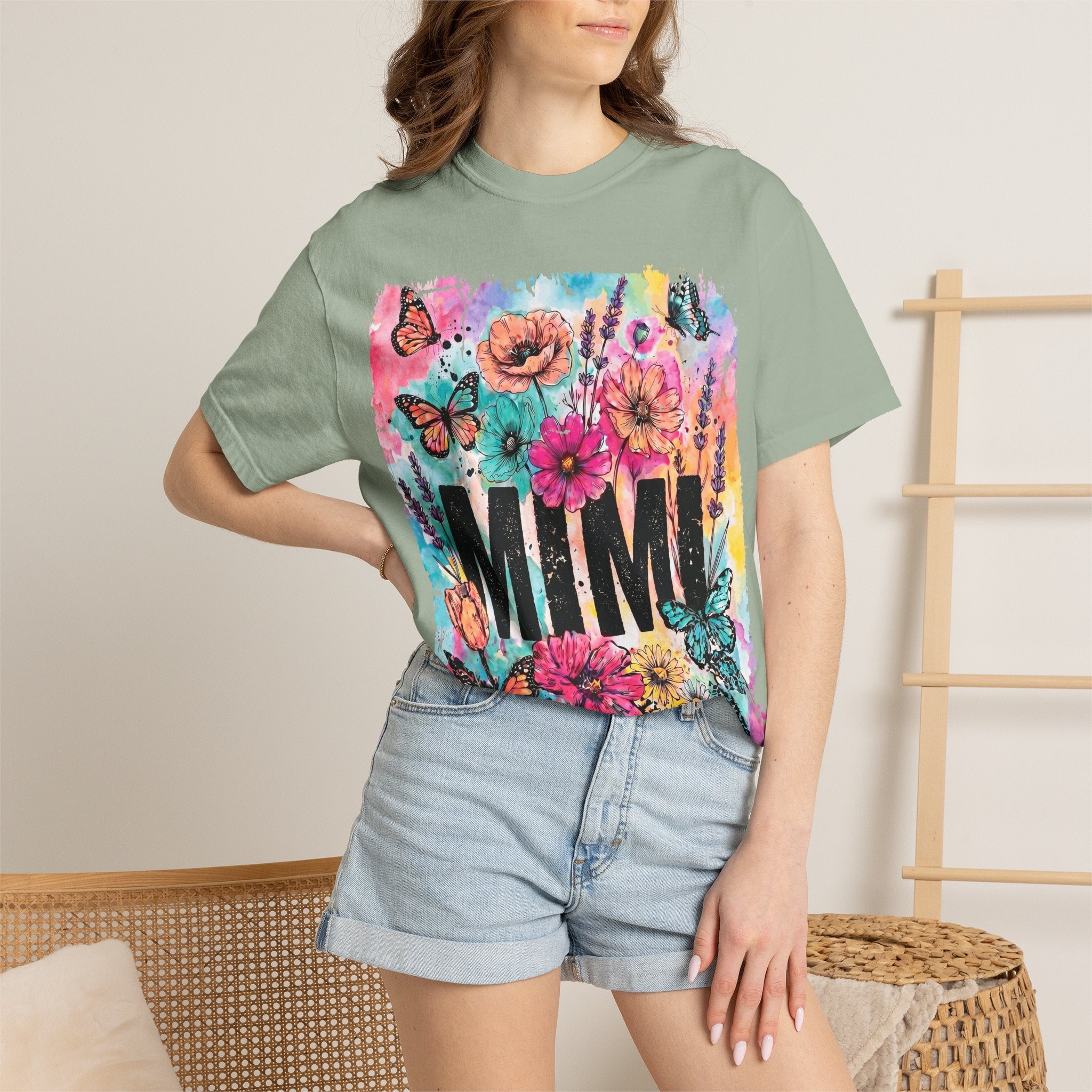 MIMI Floral Butterflies T-Shirt — Colorful Watercolor Garden Tee
