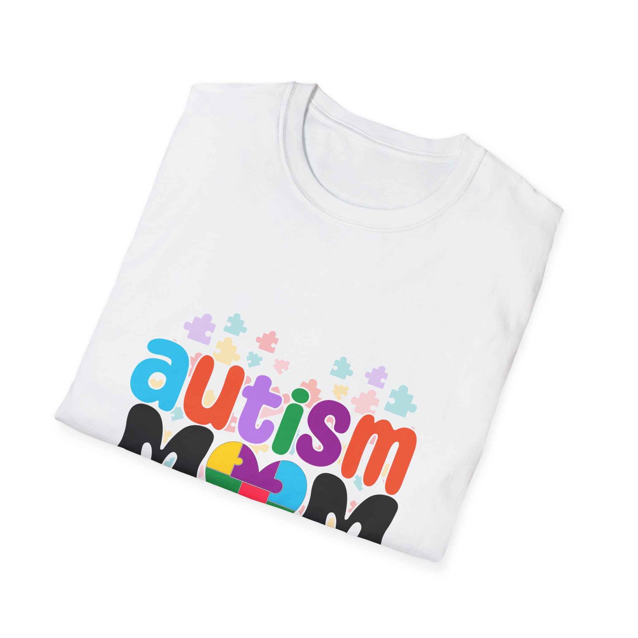 Autism Mom T-Shirt — Colorful Puzzle Heart Support Tee