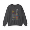 Autism Dad Crewneck Sweatshirt — American Flag Puzzle Ribbon Elephant Design