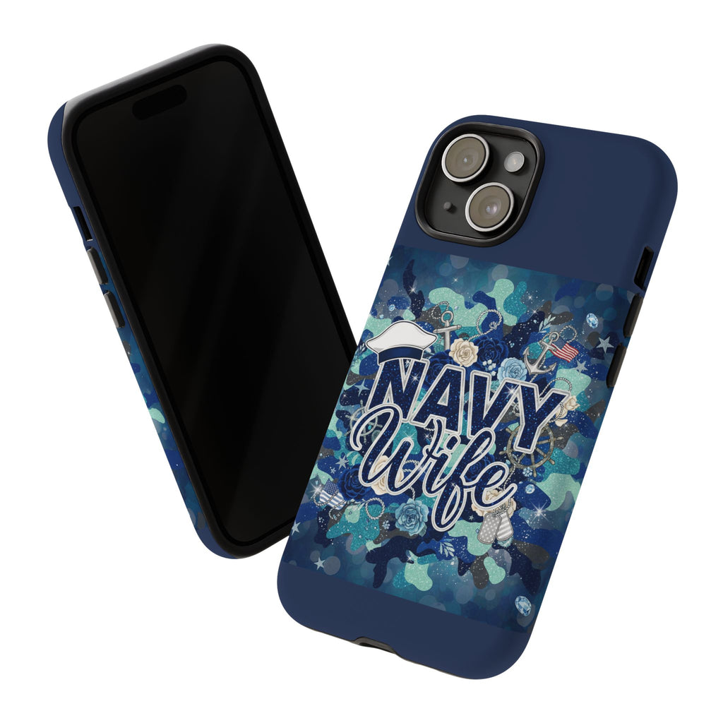 Navy Wife Tough Phone Case — Camouflage Military Tribute Protective Cover