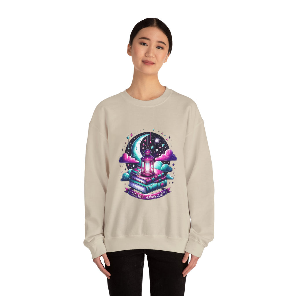 Mystical Reading Crewneck Sweatshirt — "Let Your Magic Bloom" Book & Lantern Design