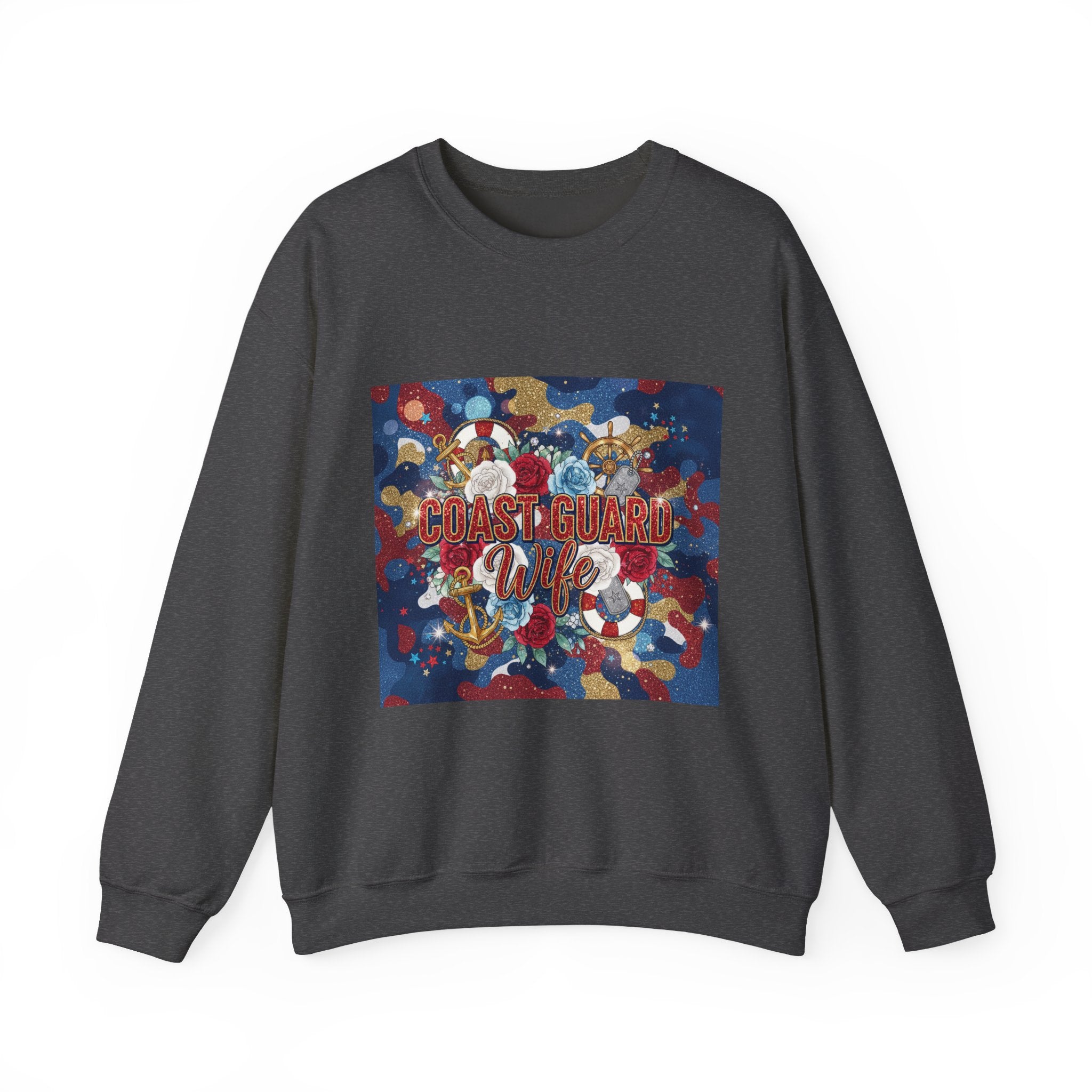 Coast Guard Mom Crewneck Sweatshirt - Patriotic Sea Rescue Design