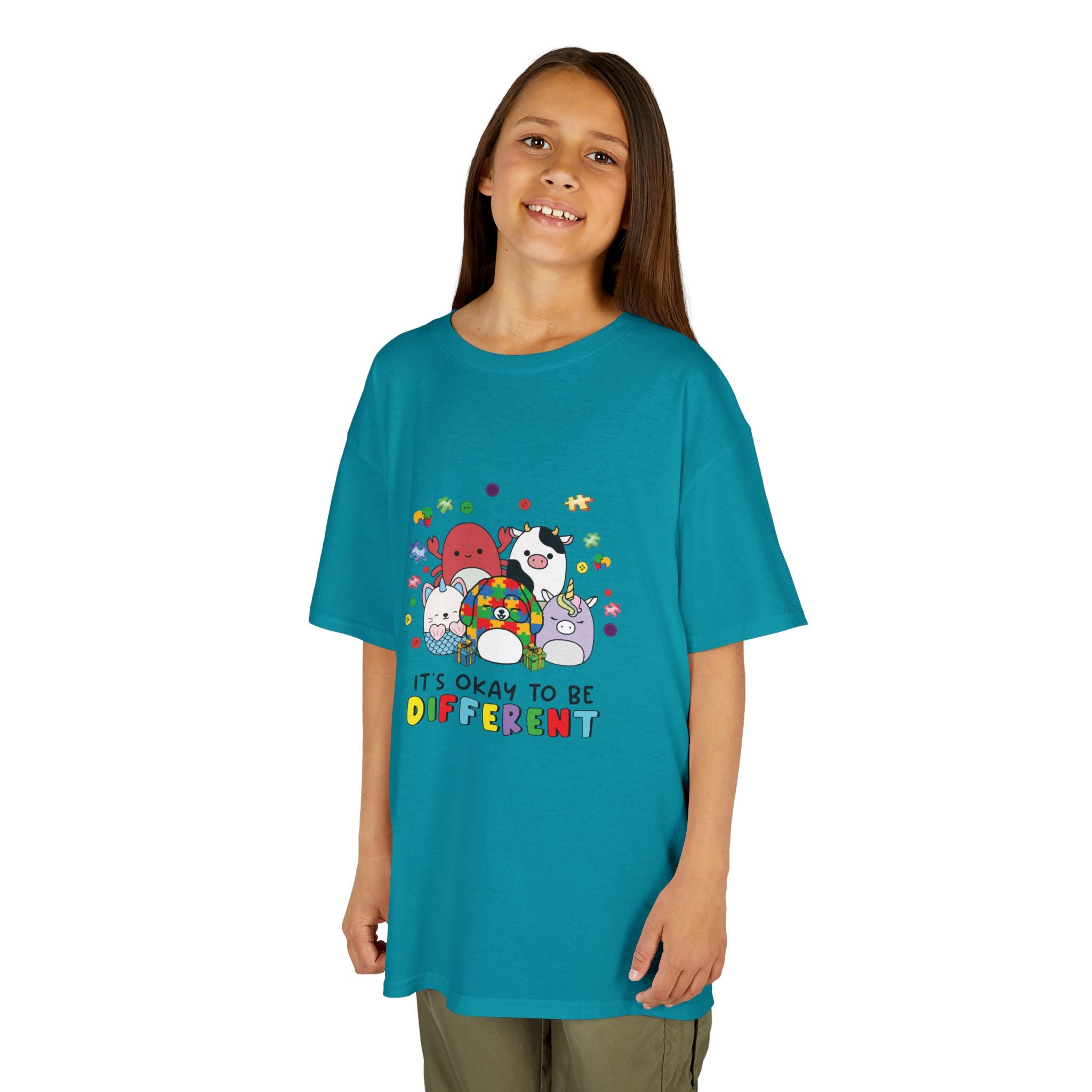 Kids Tee — "It's Okay to Be Different" Colorful Diversity Cartoon Shirt