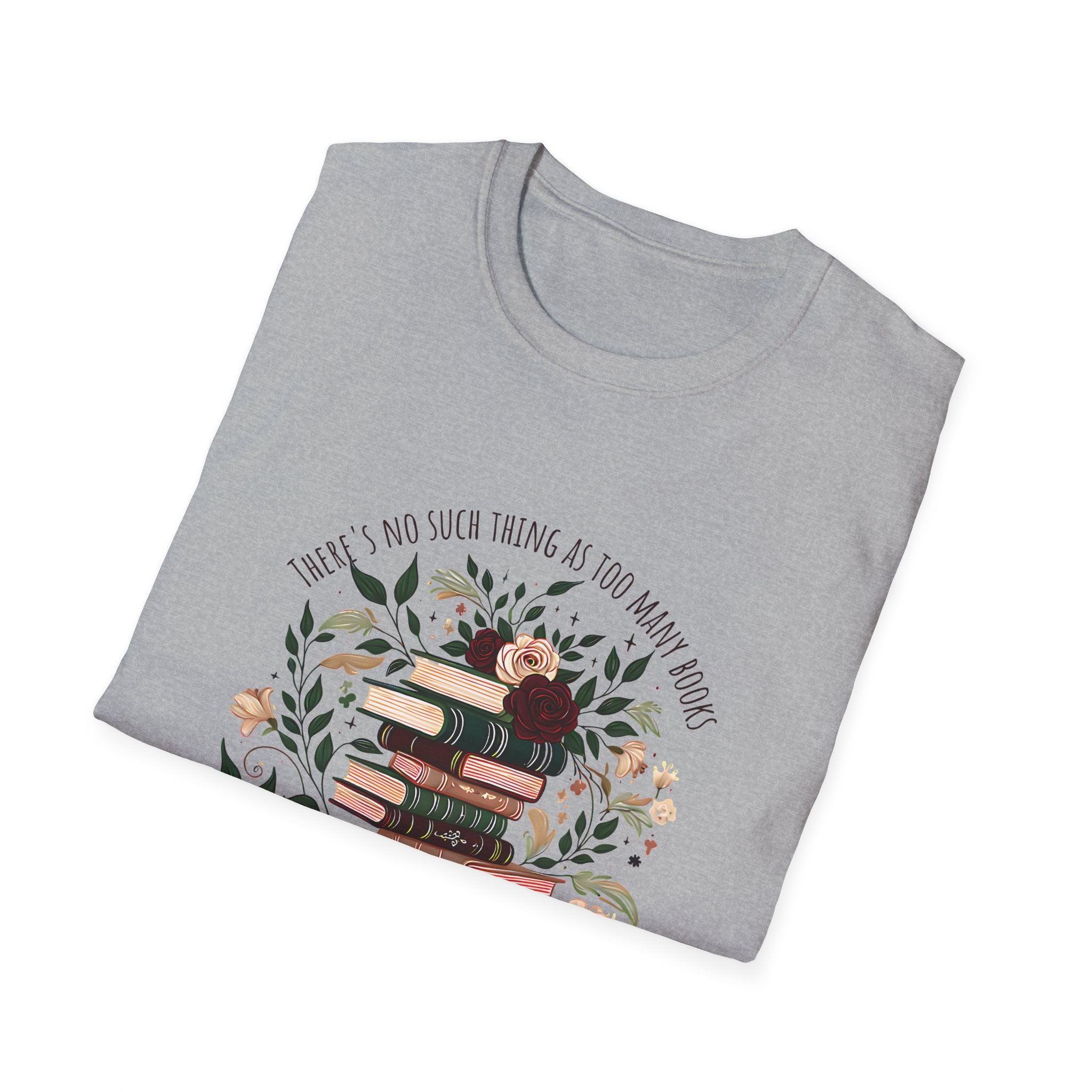 Book Lover Stack T-Shirt — "Books and Tea are My Happy Place" Floral Reading Tee