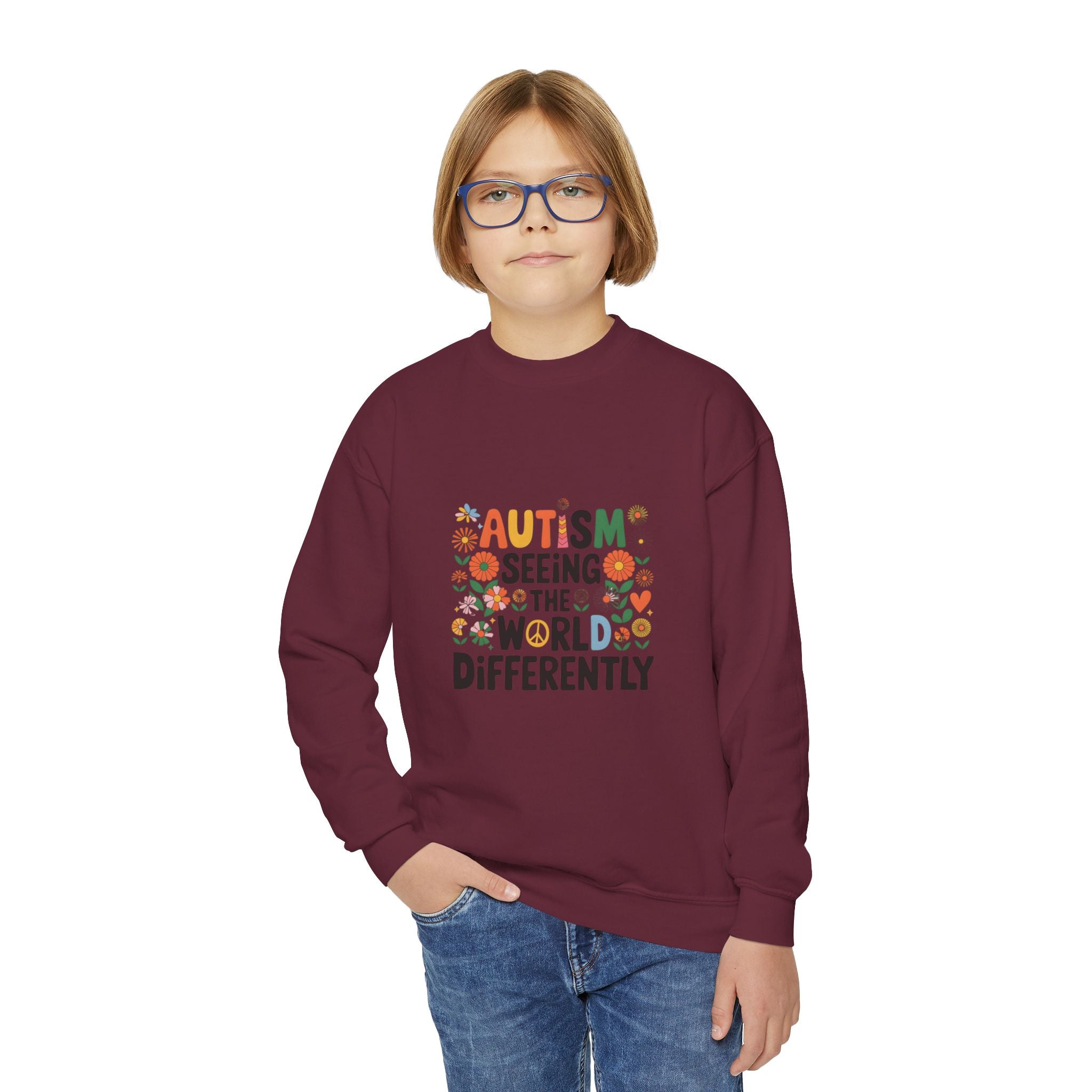 Autism Seeing the World Differently Youth Crewneck Sweatshirt