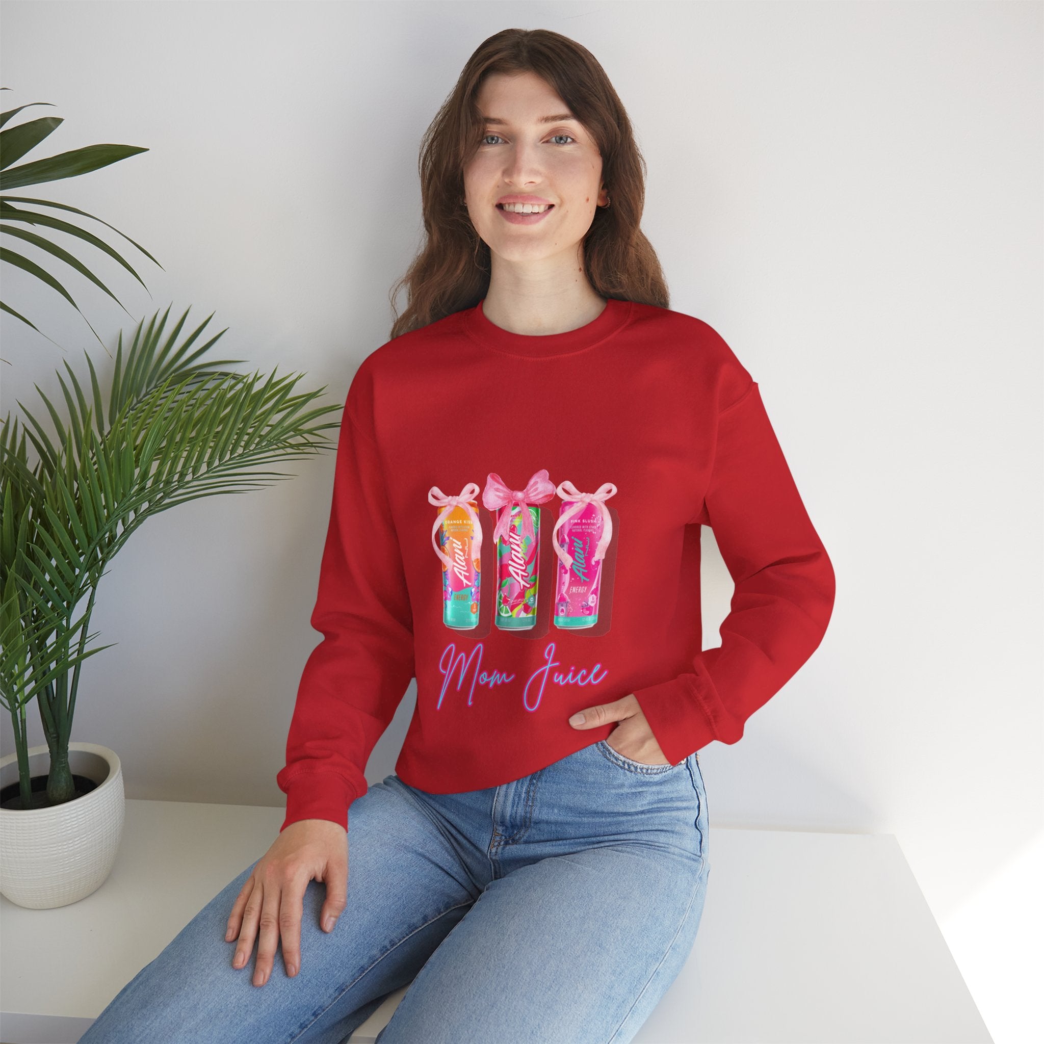 Mom Juice Sweatshirt - Cute Pastel Drink Graphic Crewneck for Moms