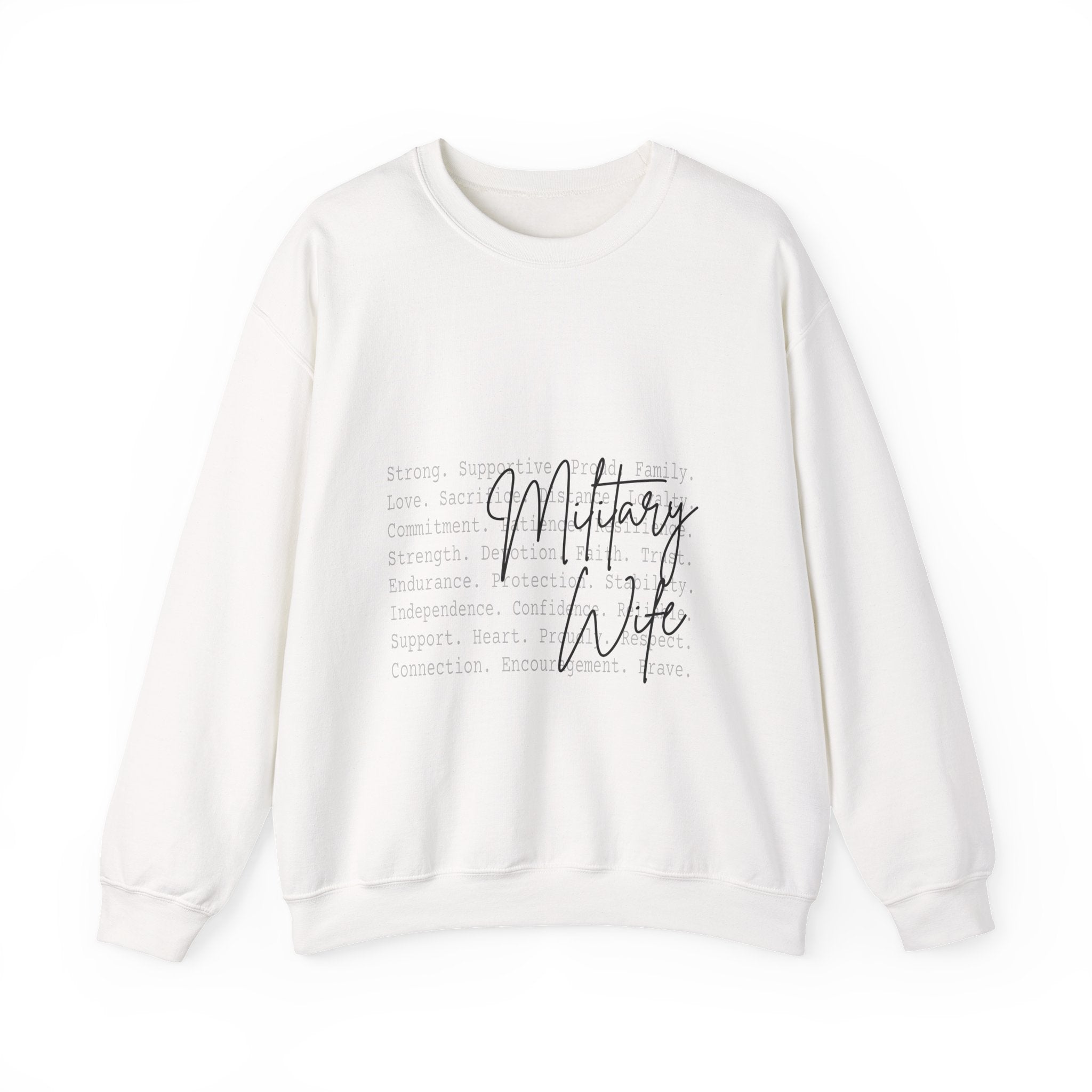 Military Wife Crewneck Sweatshirt – Soft White Tribute Pullover