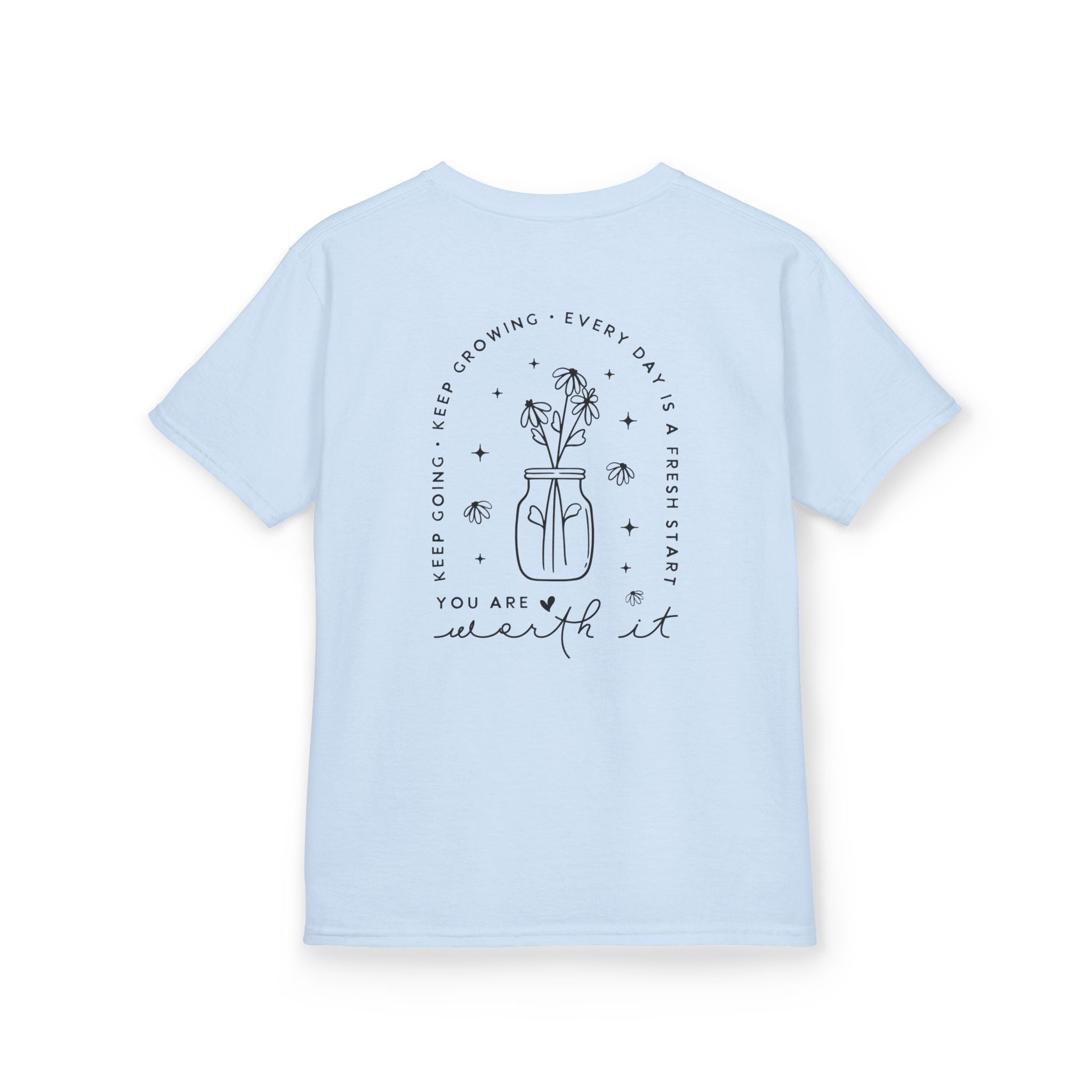 Kids Tee — “You Are Worth It” Minimal Floral Comfort Shirt