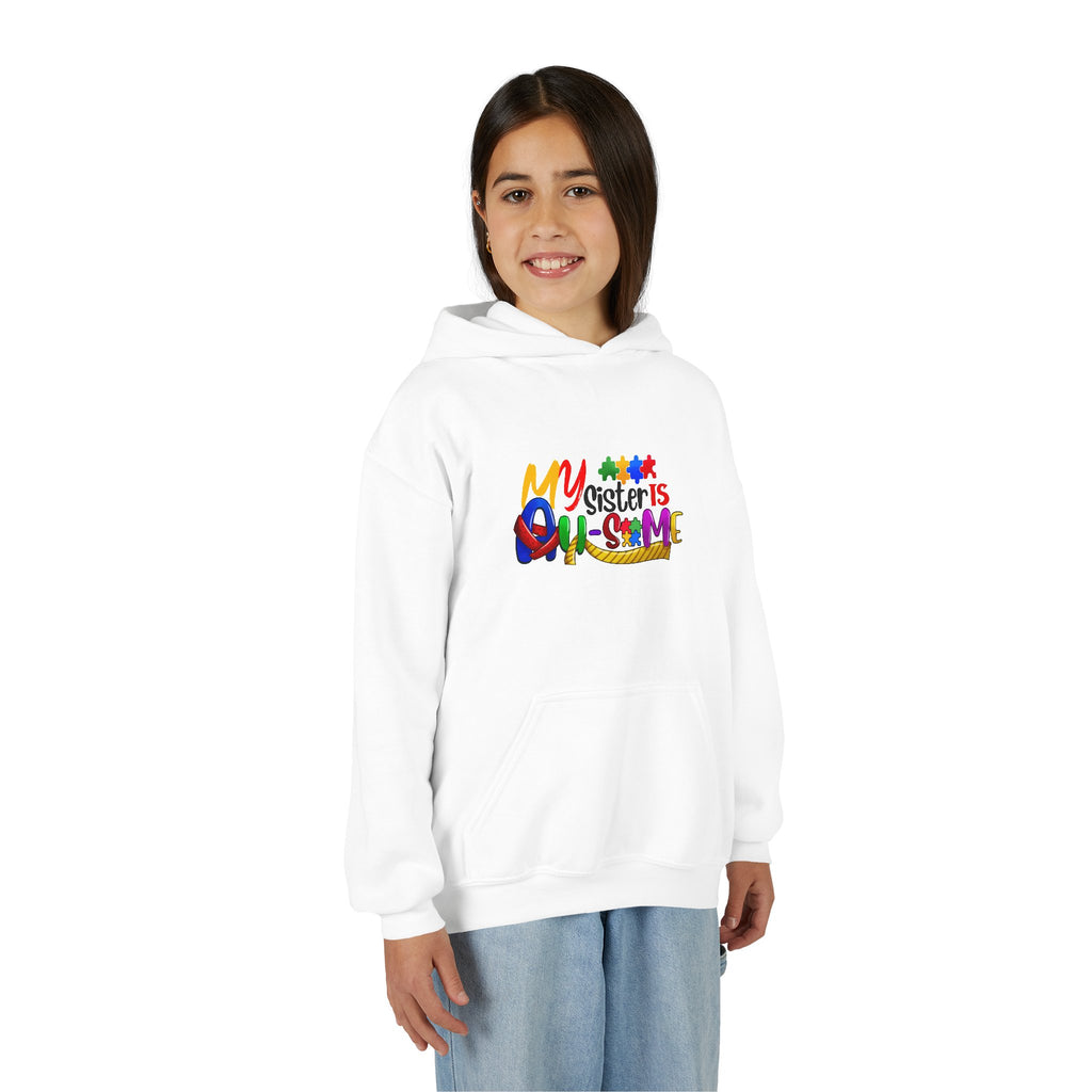Youth Hoodie — "My Sister is Awesome" Colorful Kids Pullover