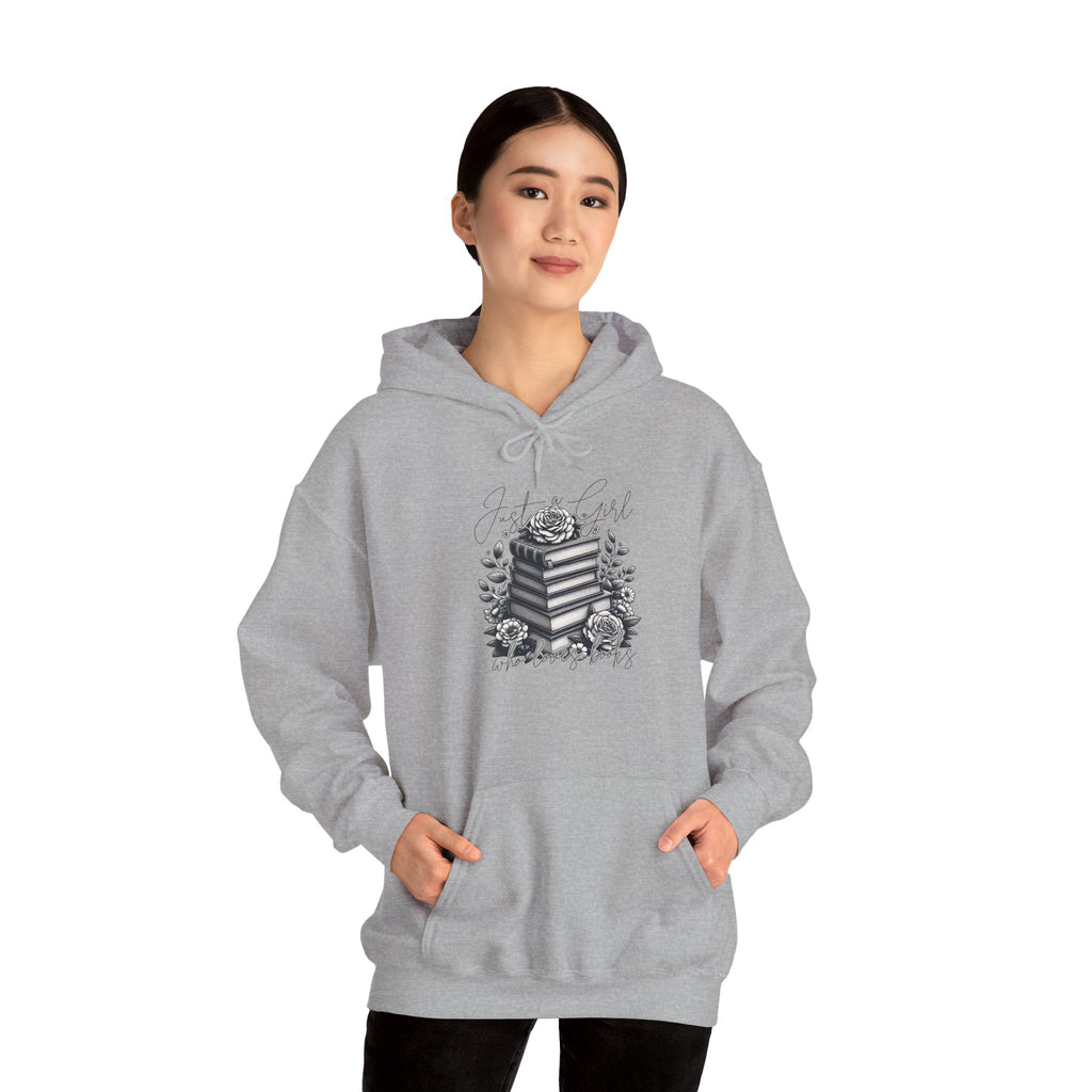 Vintage Stacked Books & Roses Hoodie — Literary Gothic Booklover Sweatshirt