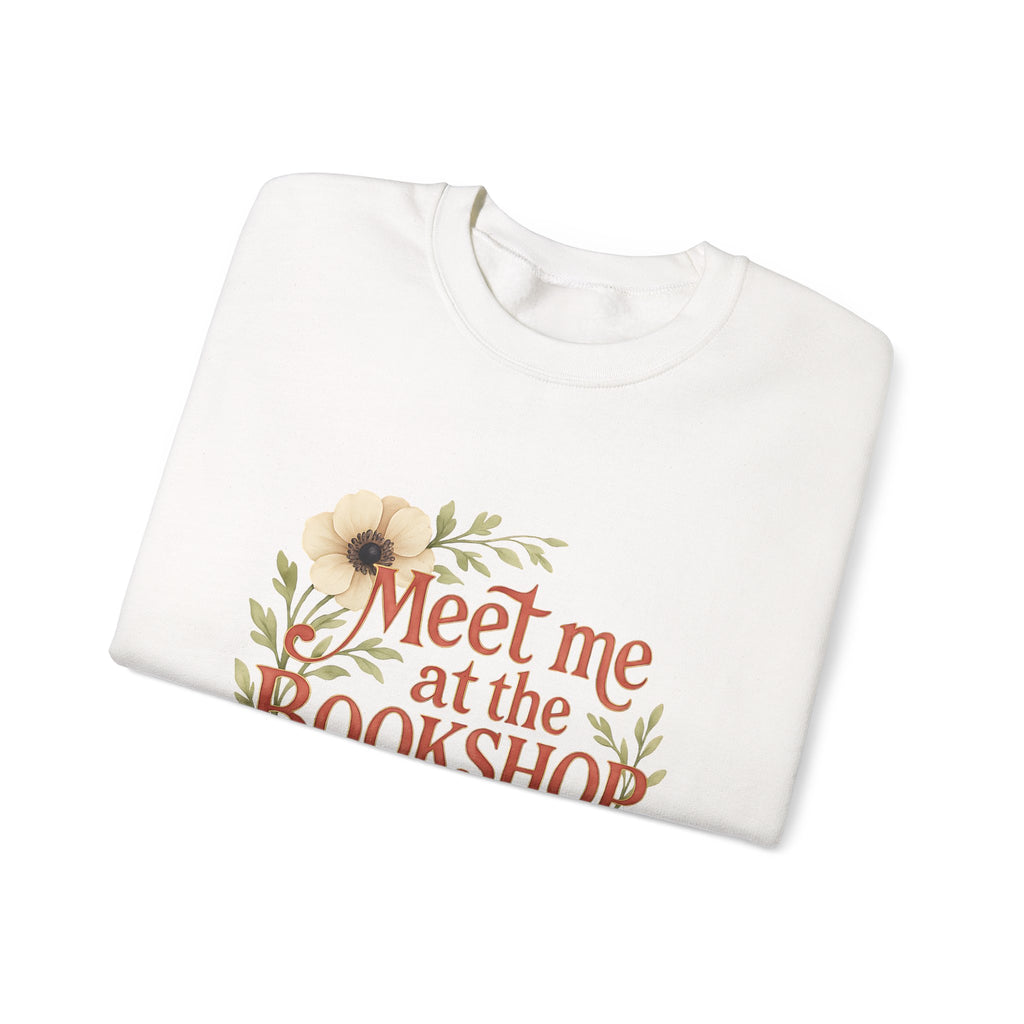 Bookshop Sweatshirt — "Meet Me at the Bookshop" Floral Cozy Crewneck