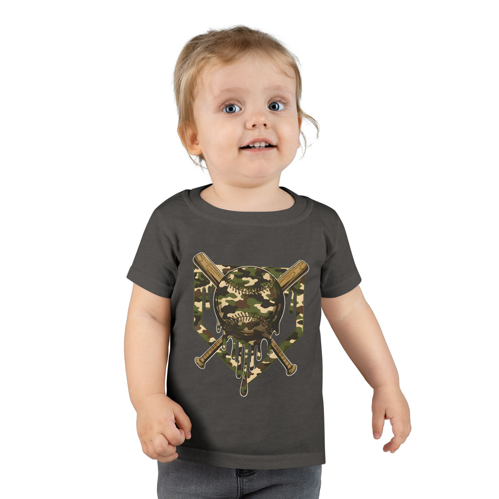Toddler T-Shirt — Camo Skull & Crossed Bats Graphic