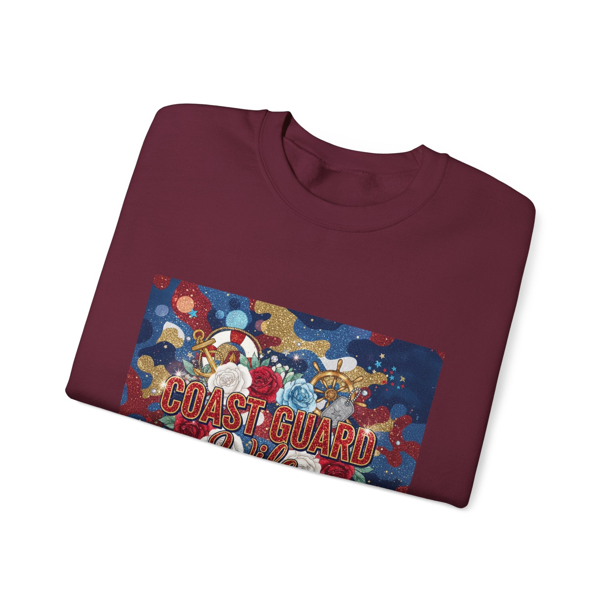 Coast Guard Mom Crewneck Sweatshirt - Patriotic Sea Rescue Design