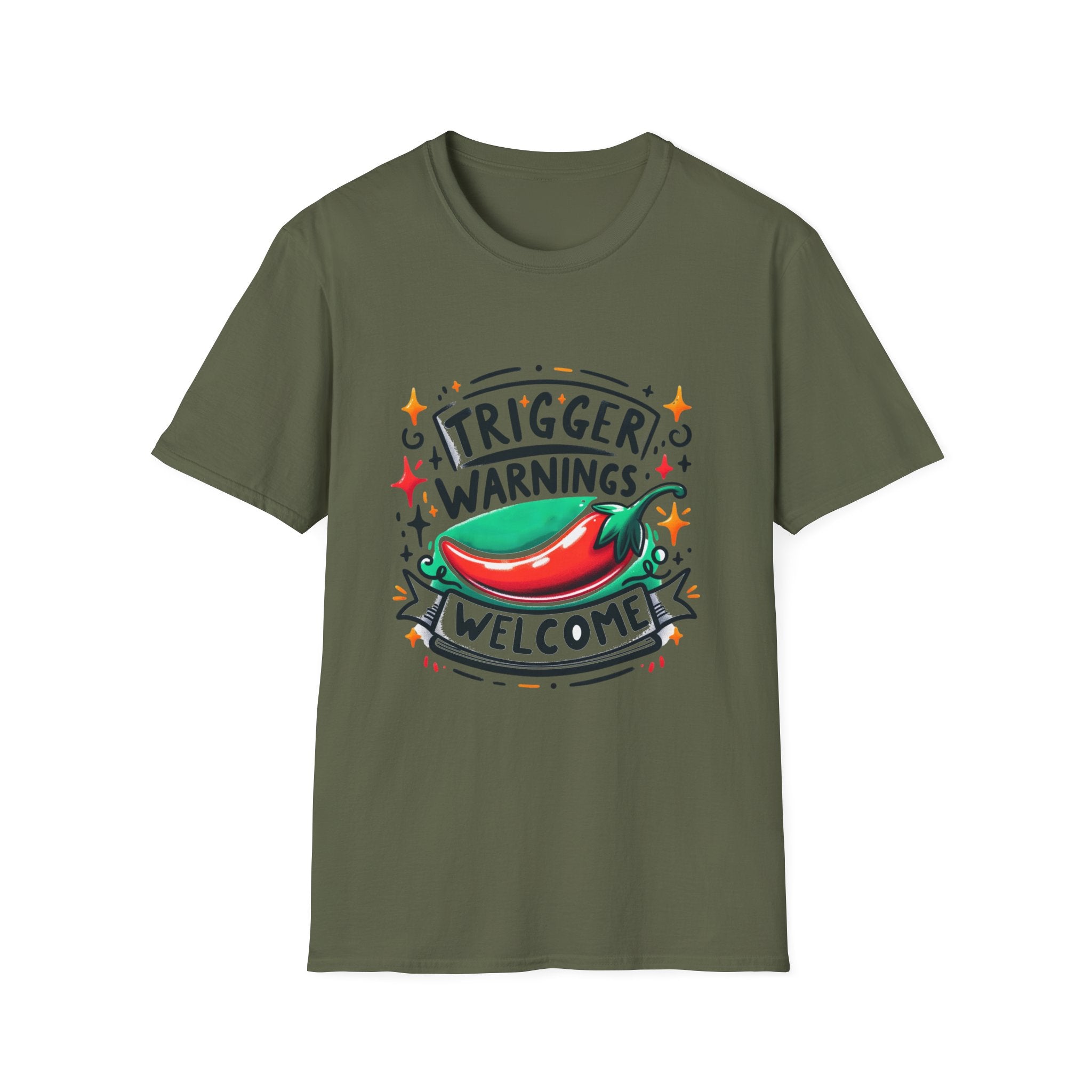 Trigger Warnings Welcome T-Shirt — Funny Chili Pepper Graphic Tee