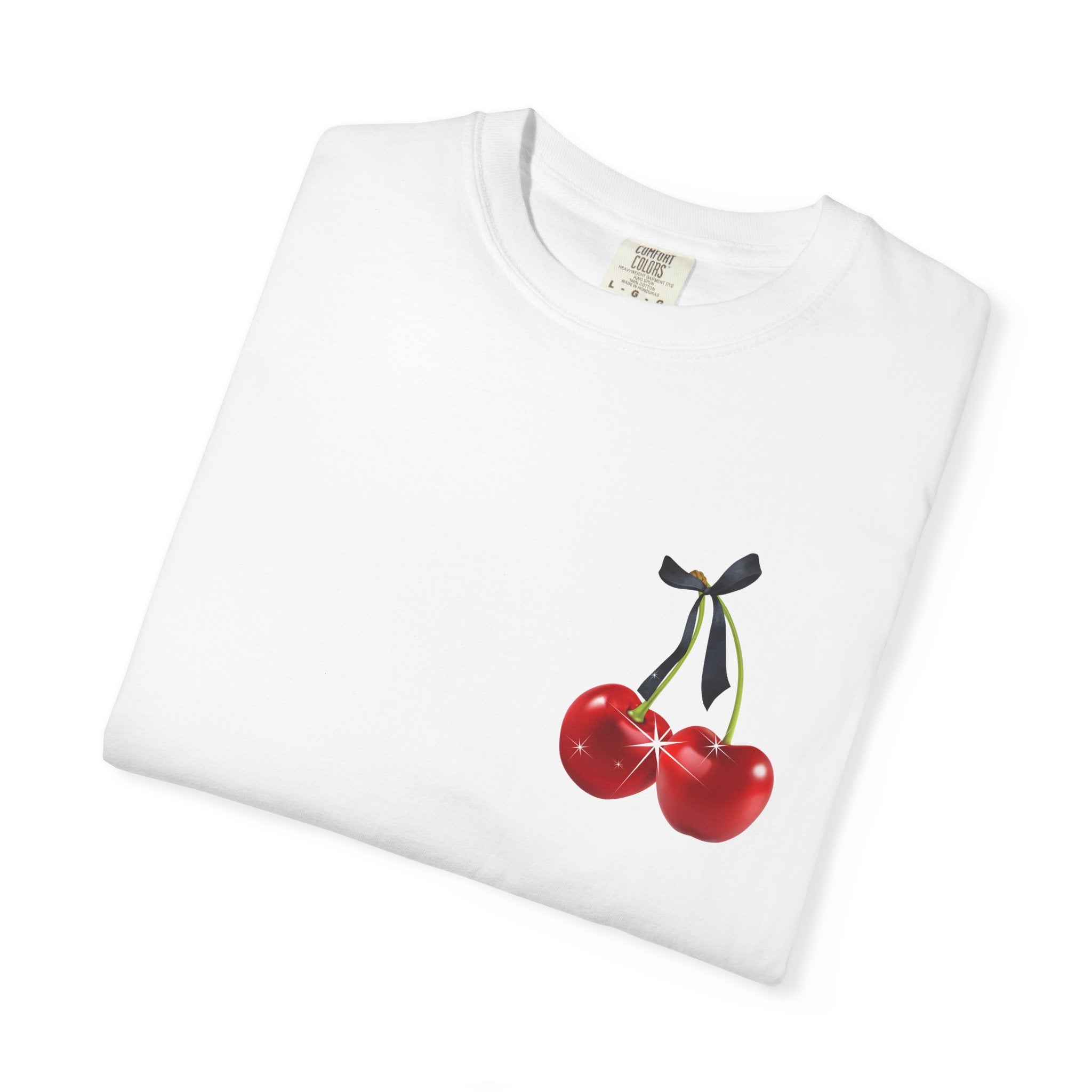 Cherry Graphic T-Shirt — Retro "Good Vibes" Back Print