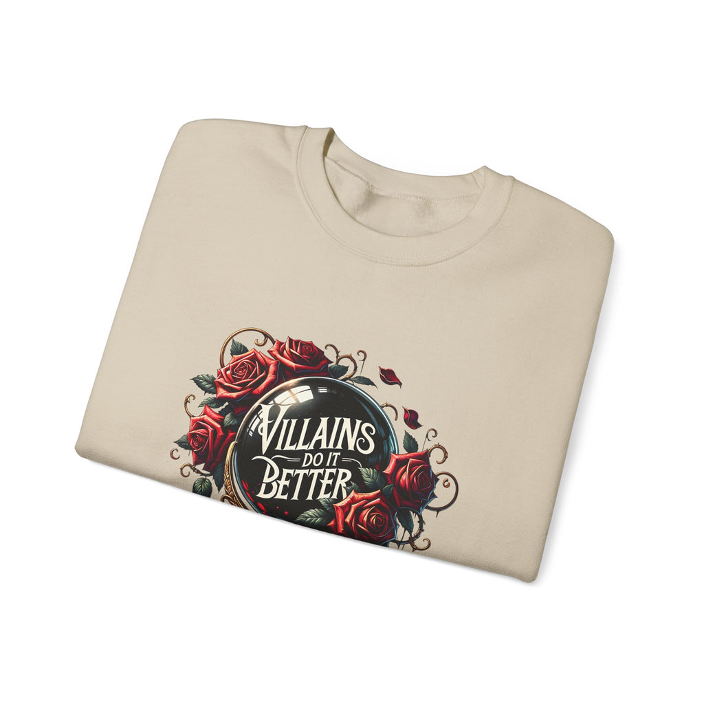 Villains Do It Better Crewneck Sweatshirt — Gothic Rose Book Lover Pullover