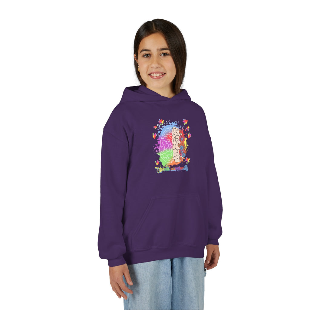 Youth Hoodie — Colorful Brain Science Design (STEM, Neuroscience Kids)
