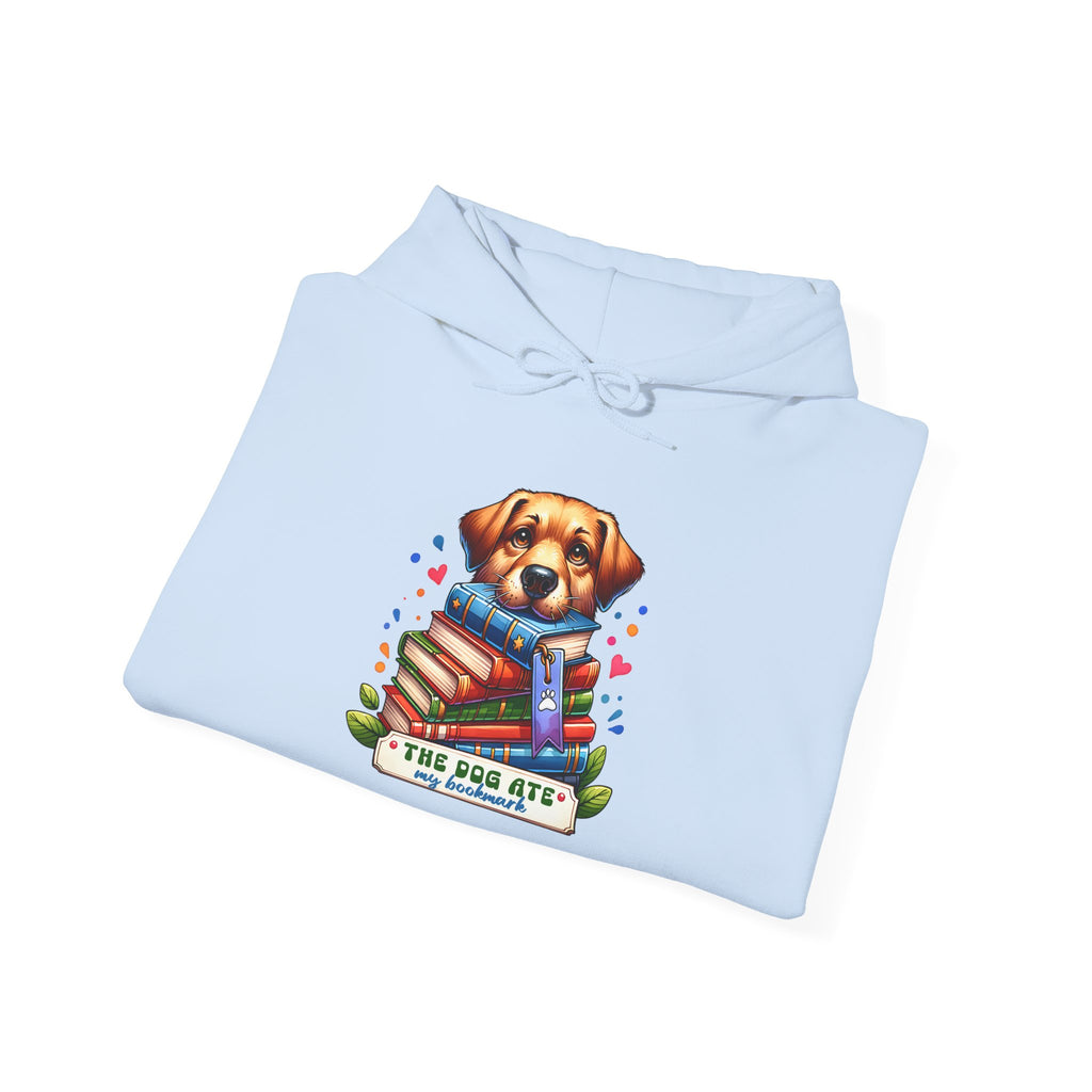 Dog Mom Hoodie — Cute Puppy Reading Books "The Dog Ate" Graphic Sweatshirt