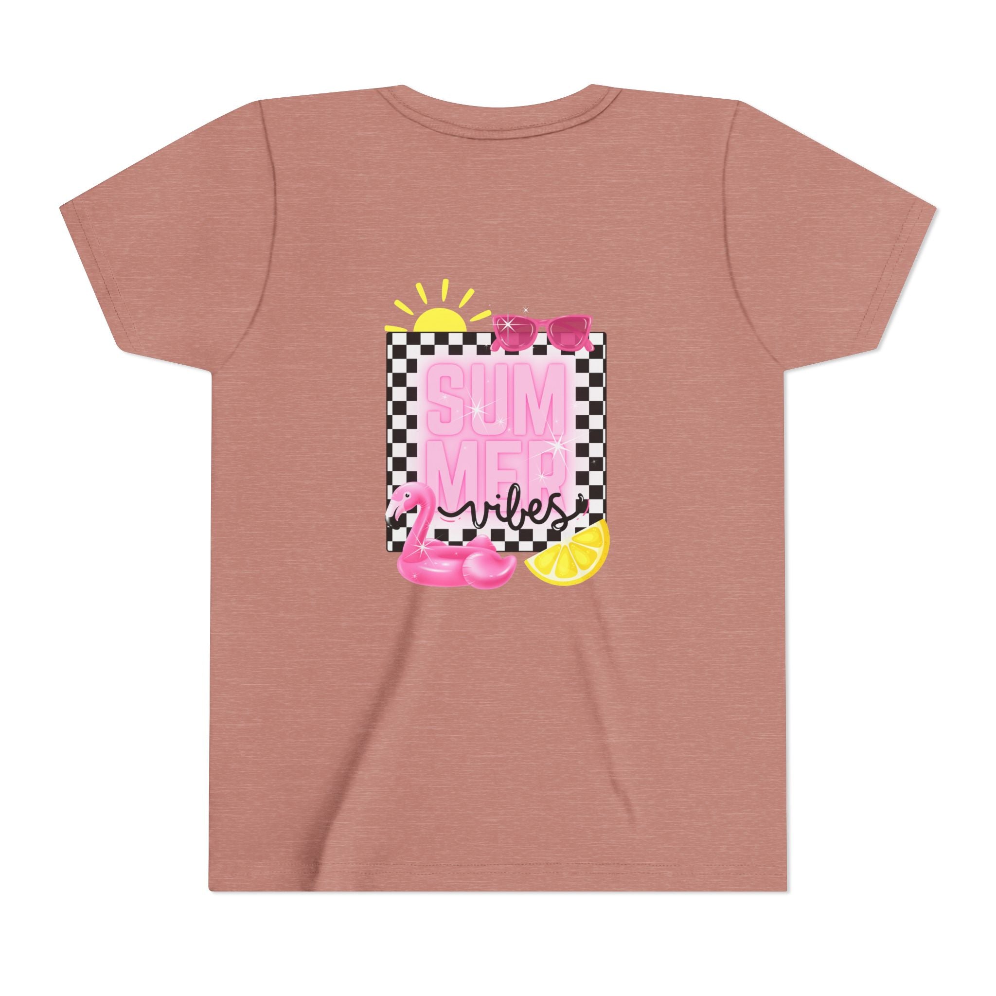 Youth Tee — "SUMMER Vibes" Pink Floaty Checkerboard Kids T-Shirt