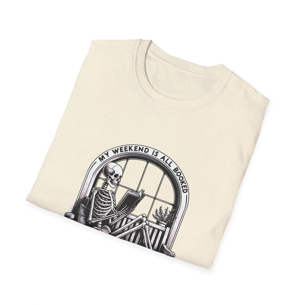 Skeleton Reading Window T‑Shirt — “My Weekend Is All Booked” Graphic Tee