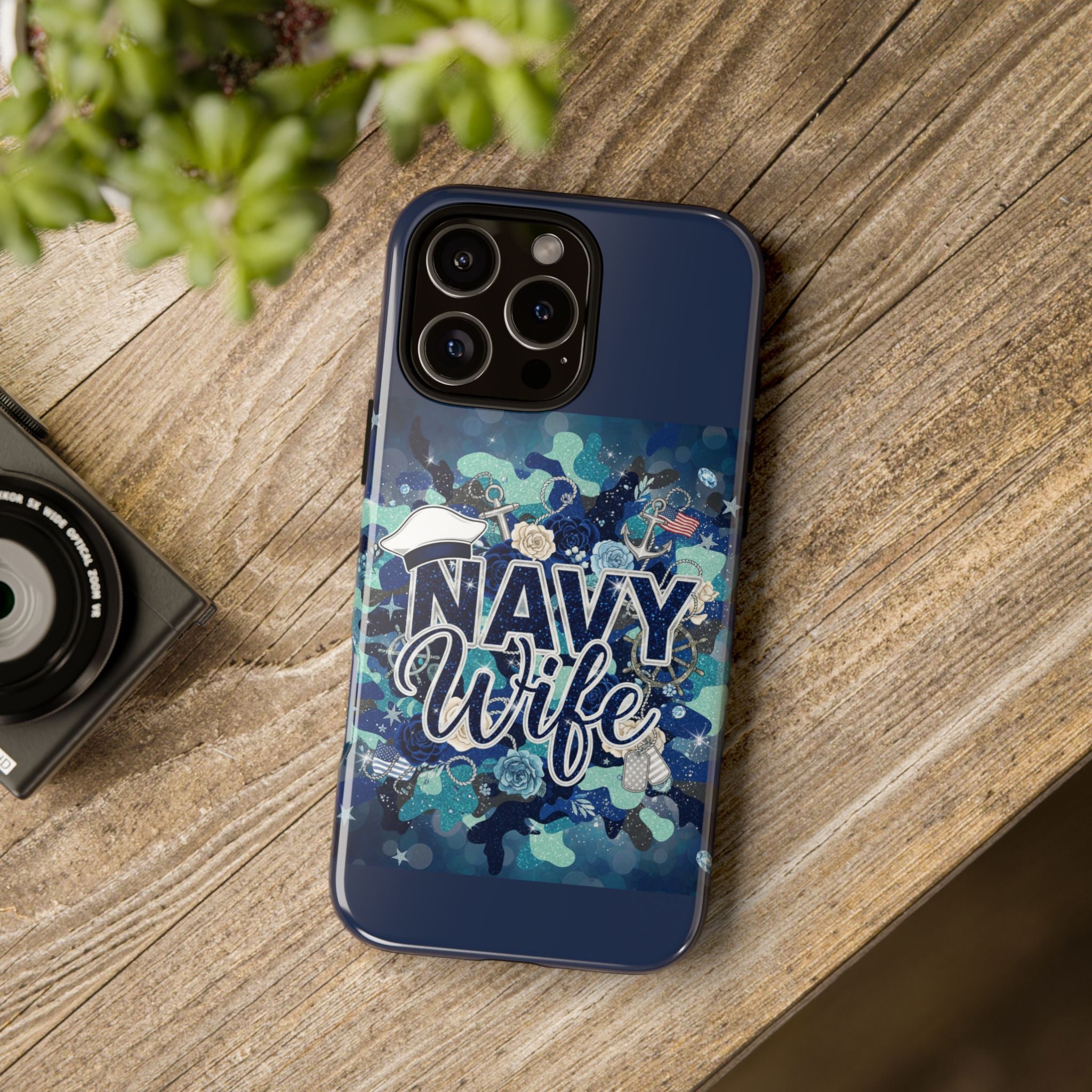 Navy Wife Tough Phone Case — Camouflage Military Tribute Protective Cover