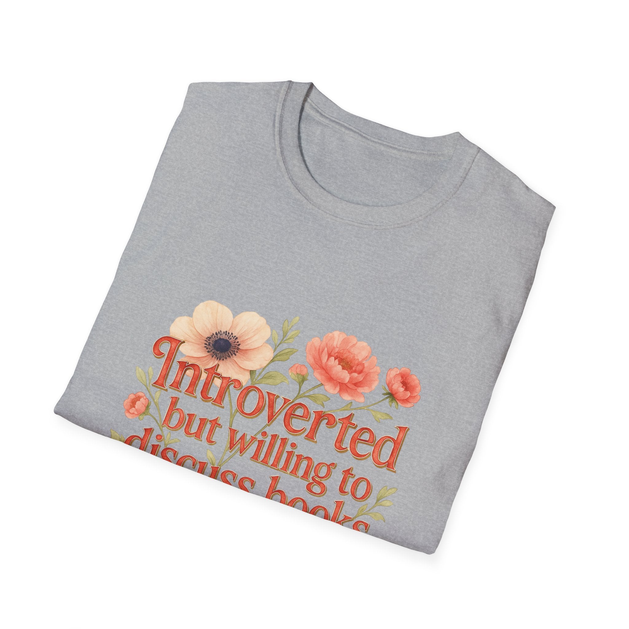 T-Shirt — "Introverted But Willing to Discuss Books" Floral Book Lover Tee