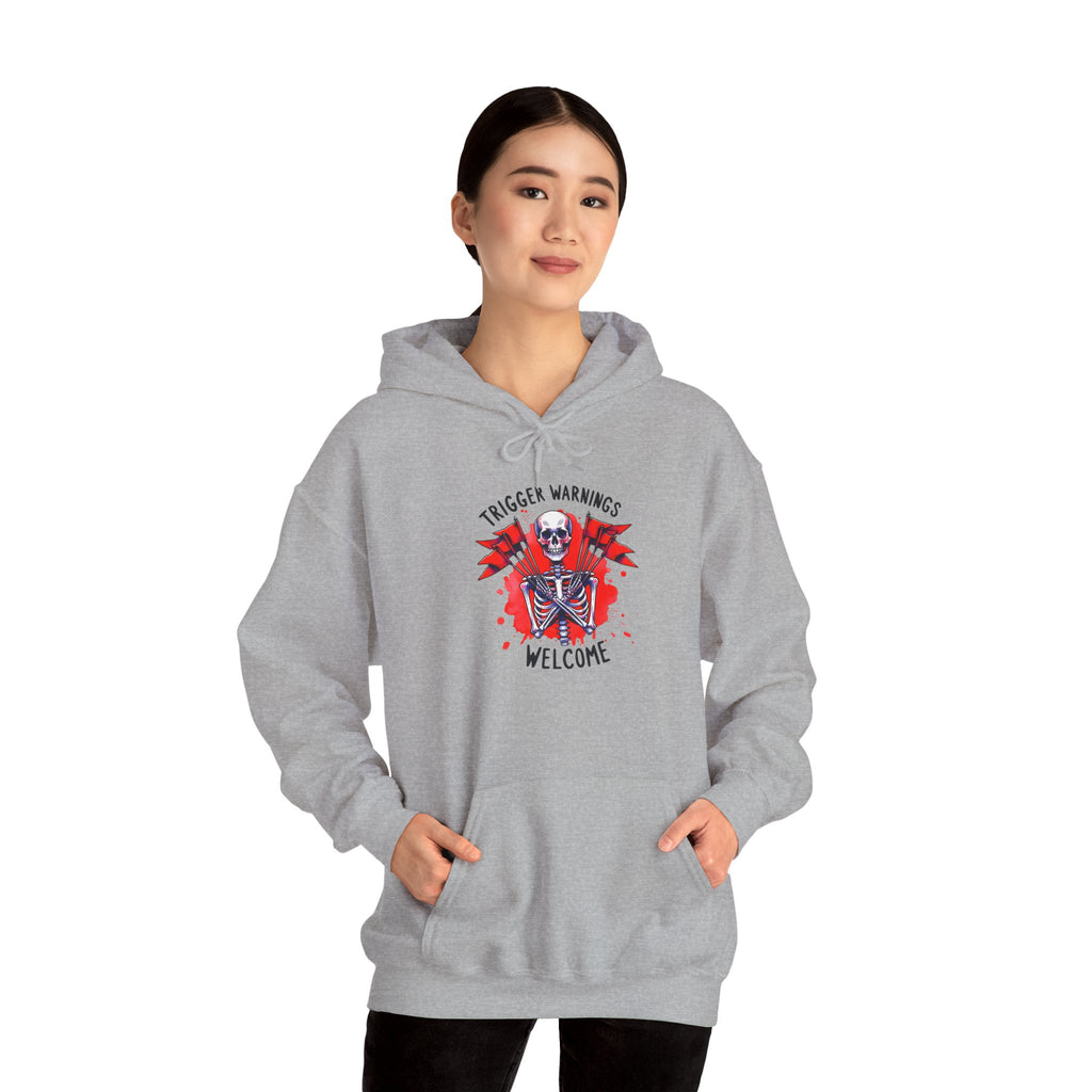 Trigger Warning Skeleton Hoodie - Edgy Skull Graphic Pullover