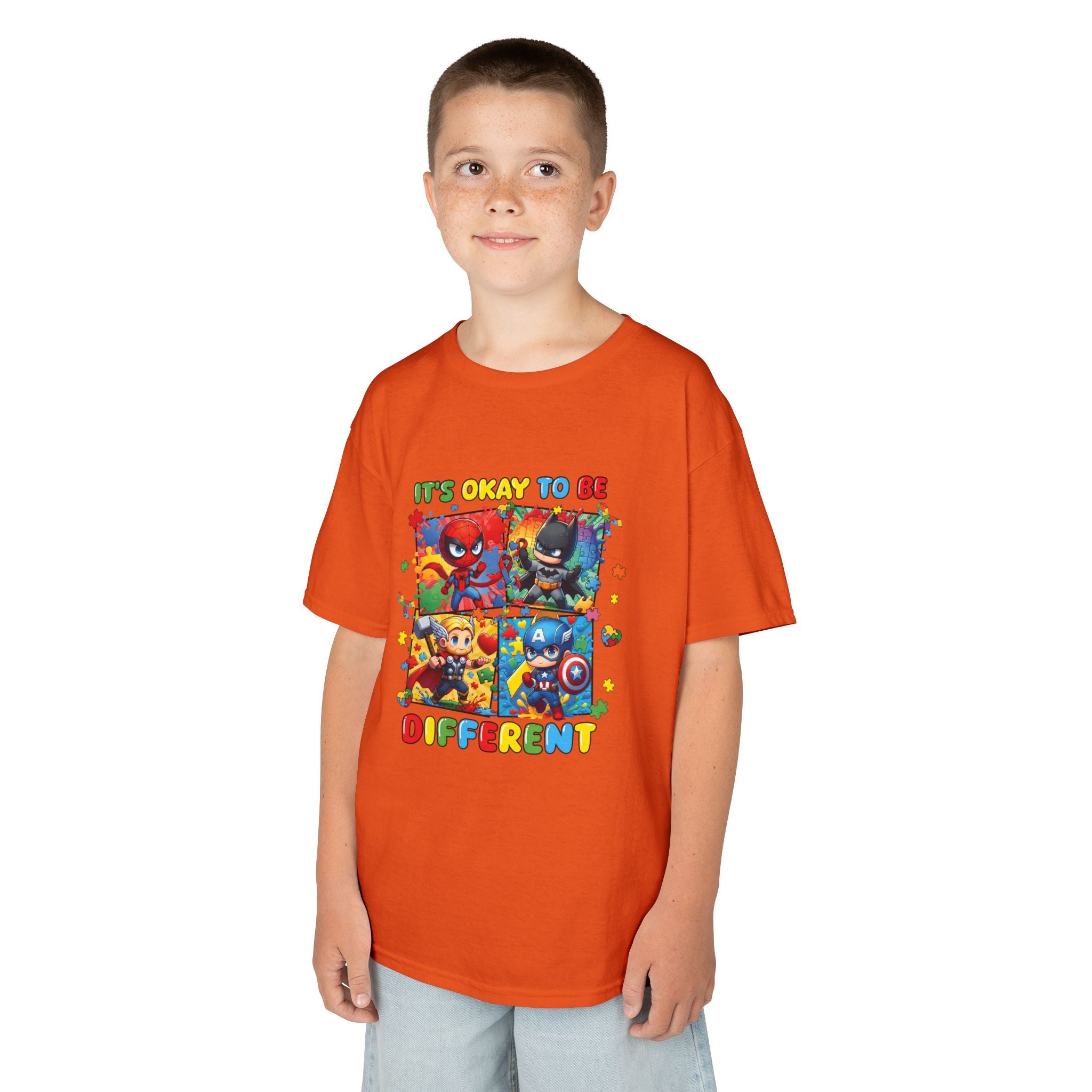 Kids 'It's Okay to Be Different' Graphic Tee — Colorful Inclusive Cartoon Design